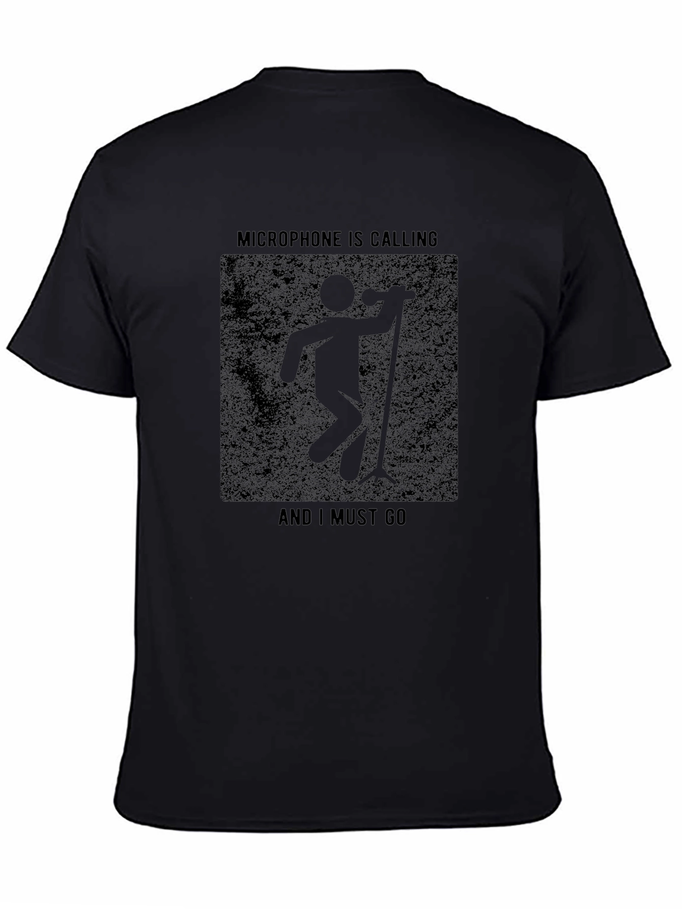 Black Microphone Calling T-Shirt - Singer Musician Tee view 4