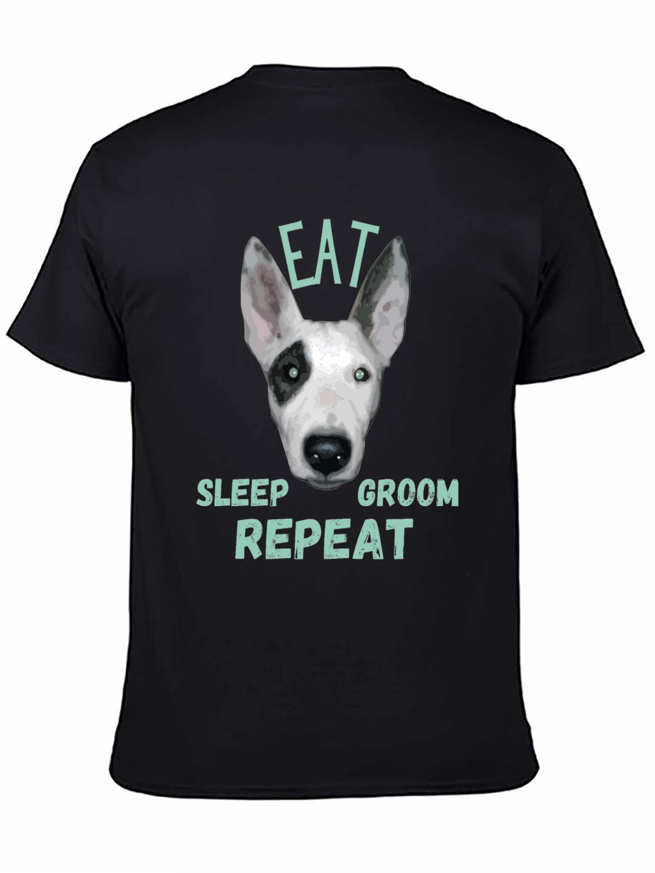 Black Eat Sleep Groom Repeat Dog T-Shirt view 4