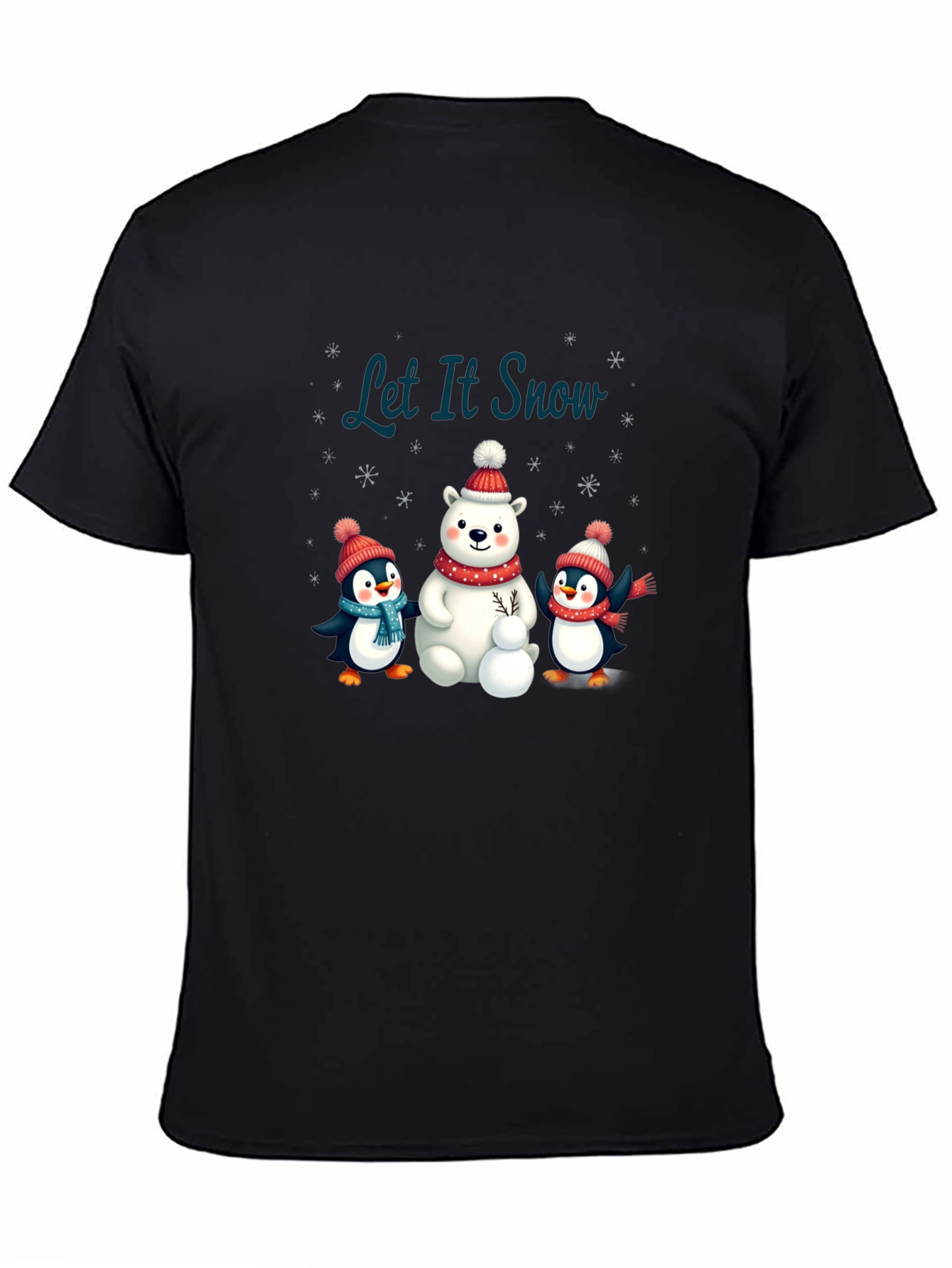 Black Festive Winter Graphic Tee - Let It Snow! view 4