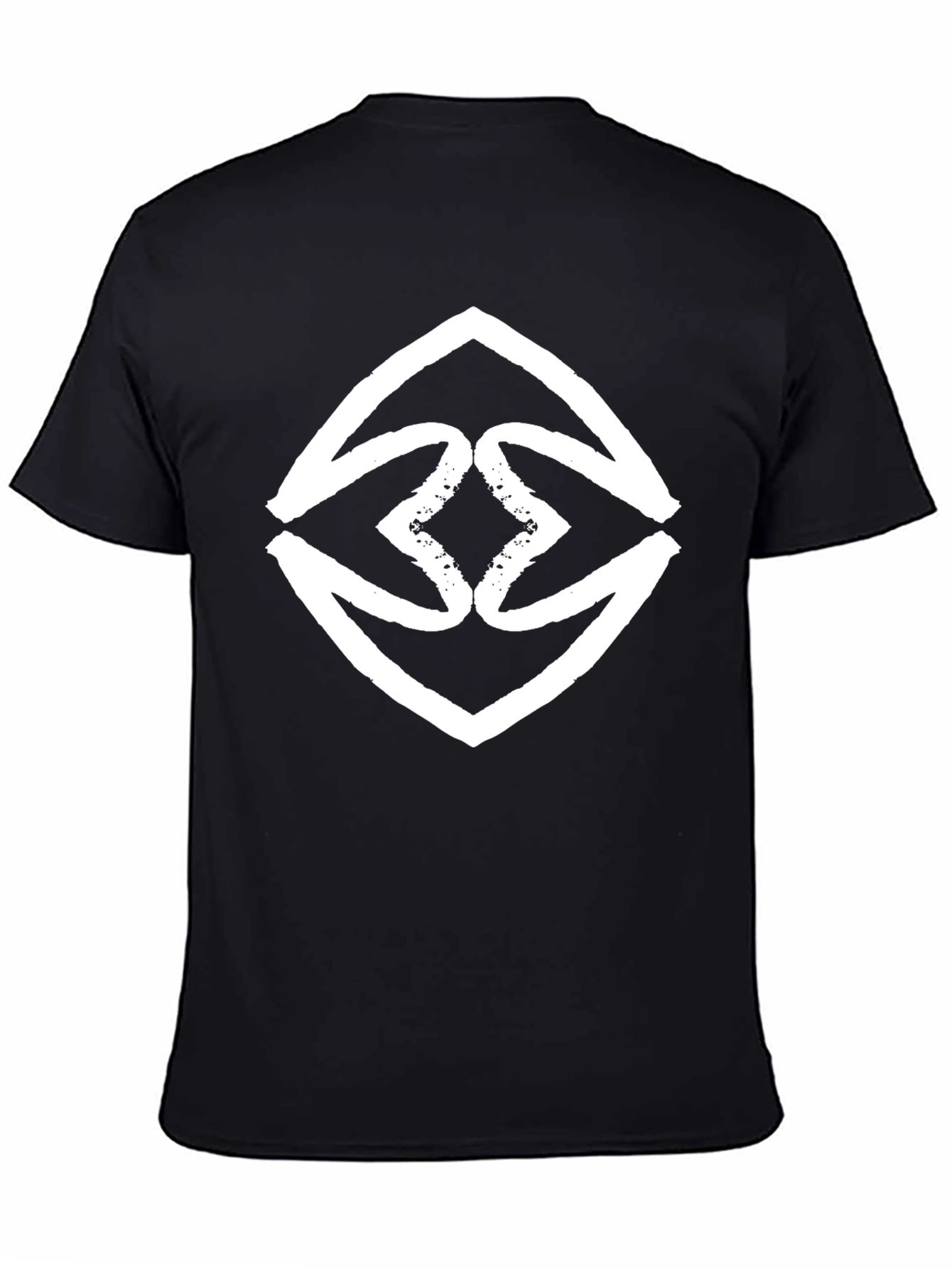 Black Bold Graphic Tee - Black with White Abstract Diamond view 4