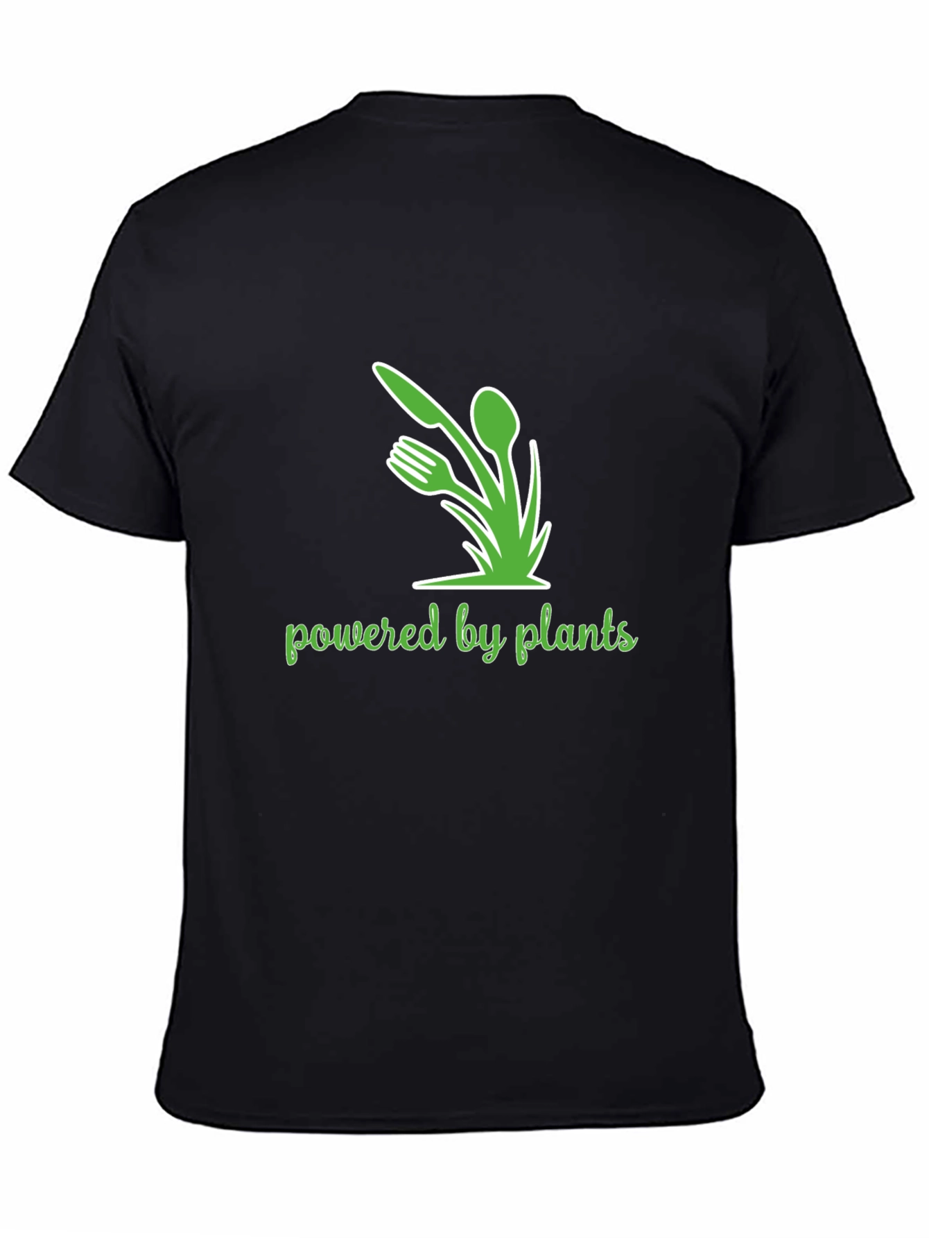 Black Powered By Plants Graphic Tee - Vegan Lifestyle Shirt view 4