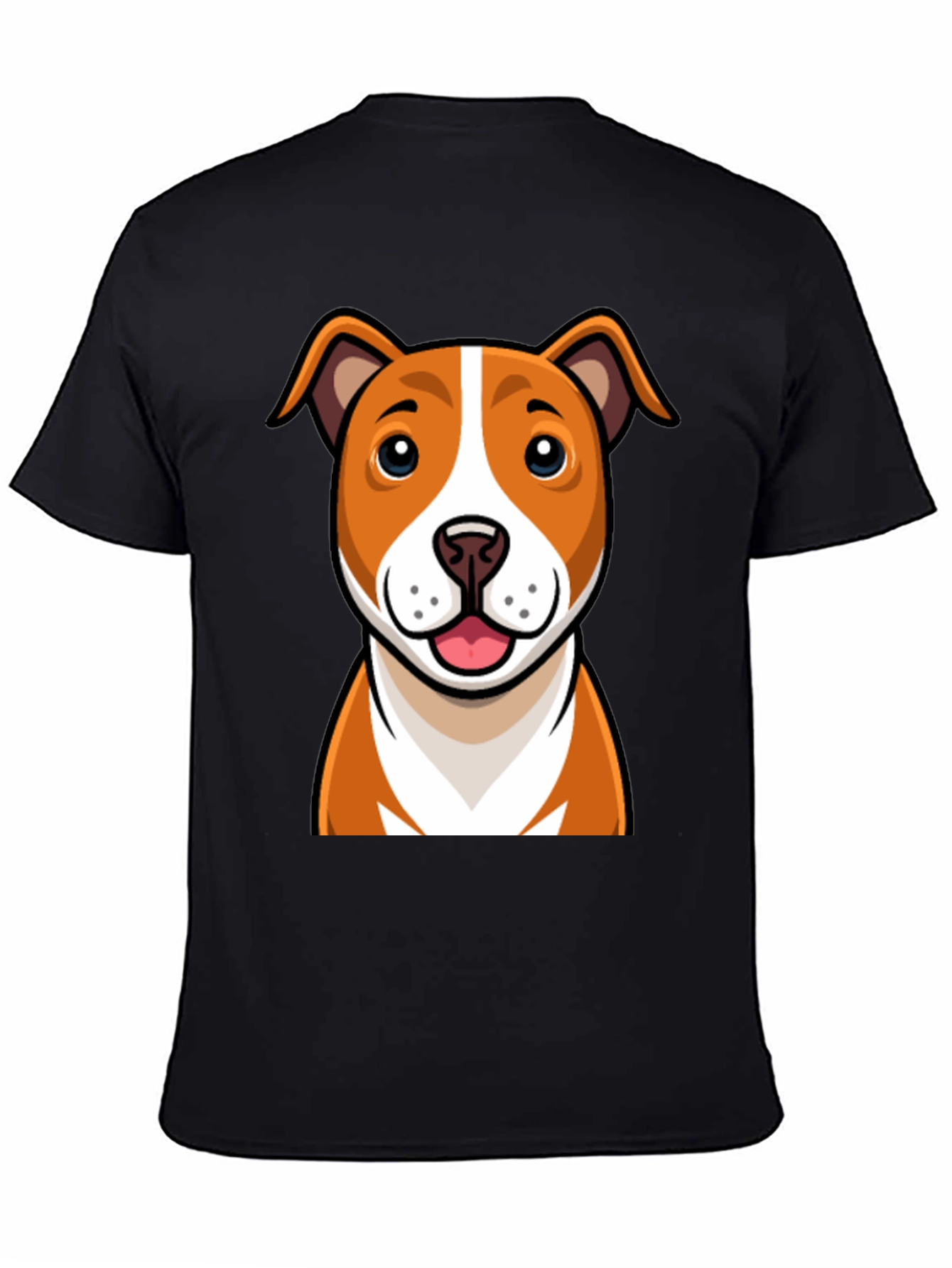 Black Cartoon Dog Graphic Tee - Black Crew Neck T-Shirt view 4