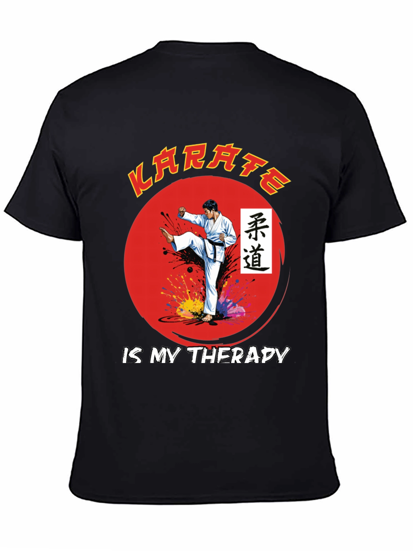 Black Karate is My Therapy Black T-Shirt view 4