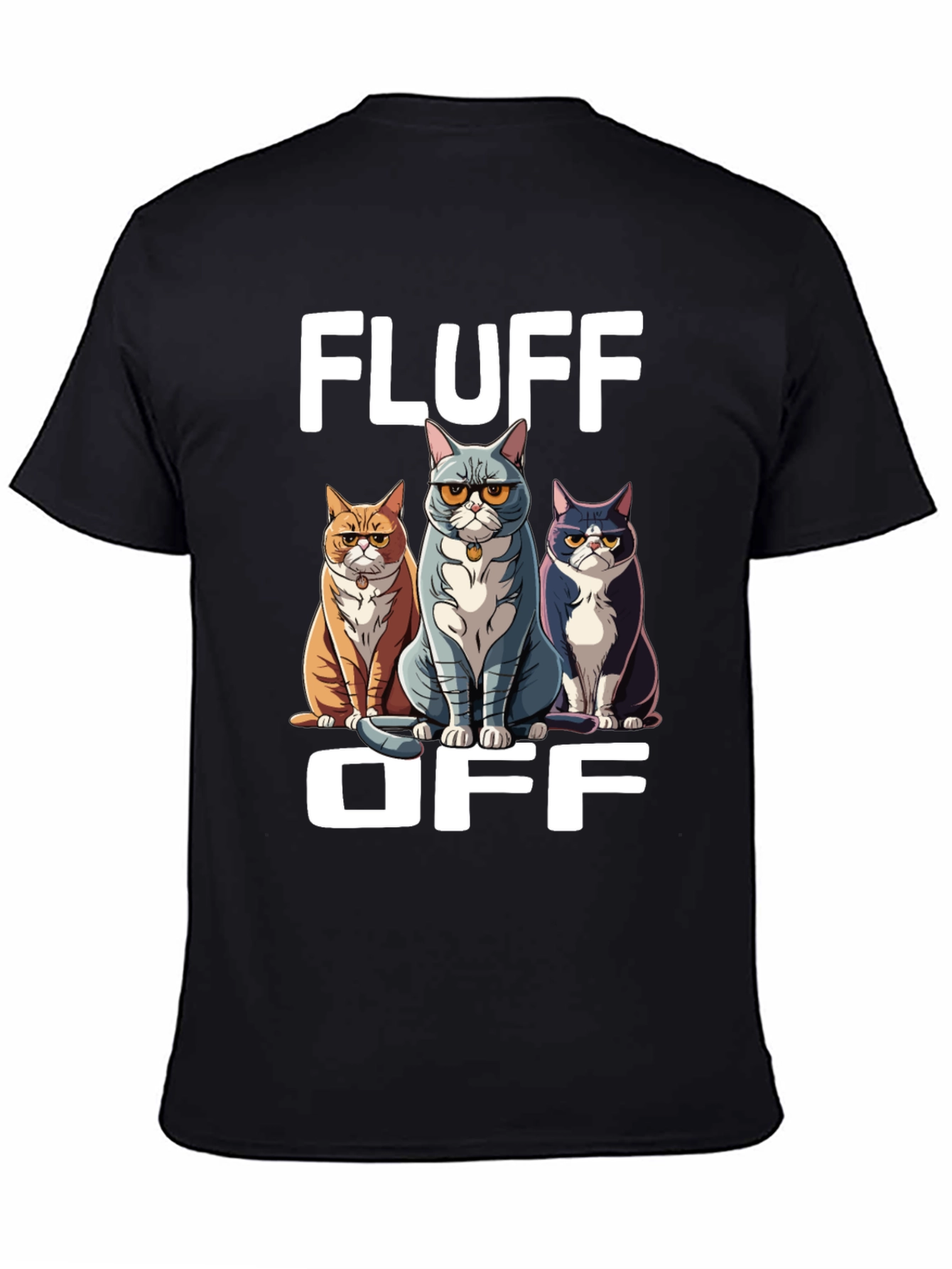 Black Fluff Off Cat Graphic T-Shirt view 4