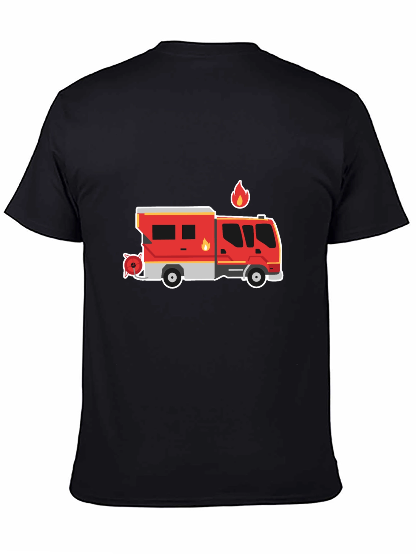 Black Fire Truck Graphic Tee - Black Cotton T-Shirt view 4