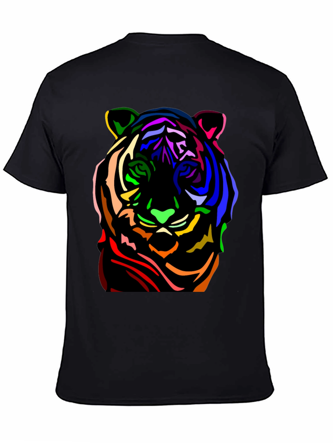 Black Colorful Tiger Graphic Black T-Shirt view 4