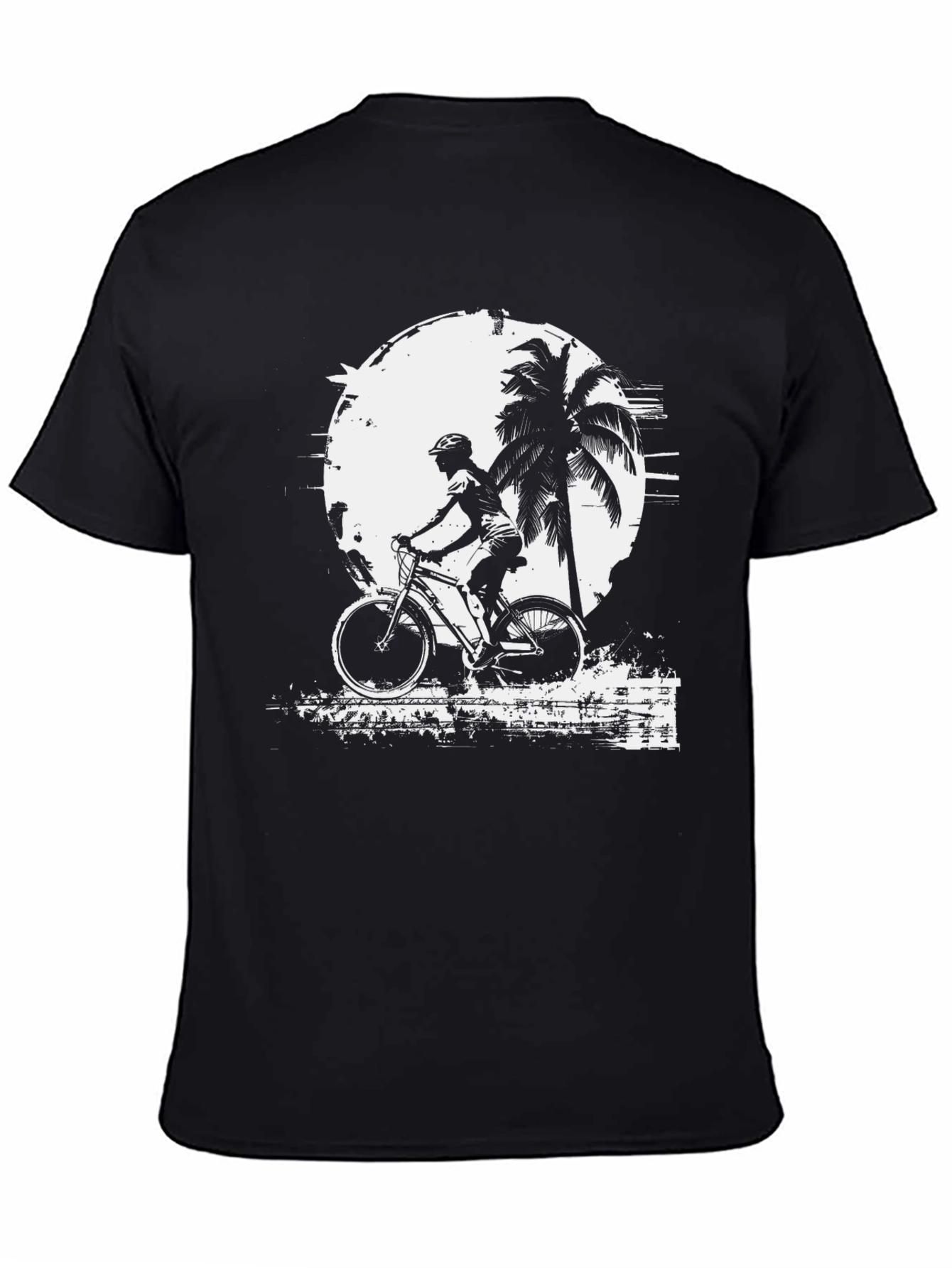 Black Biker Palm Tree Graphic Black T-Shirt view 4