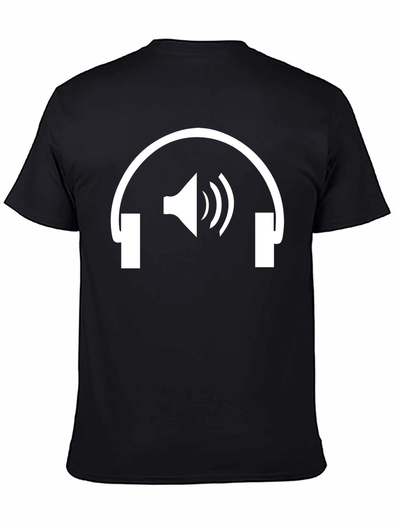 Black Headphones Speaker Graphic Tee - Black Cotton T-Shirt view 4