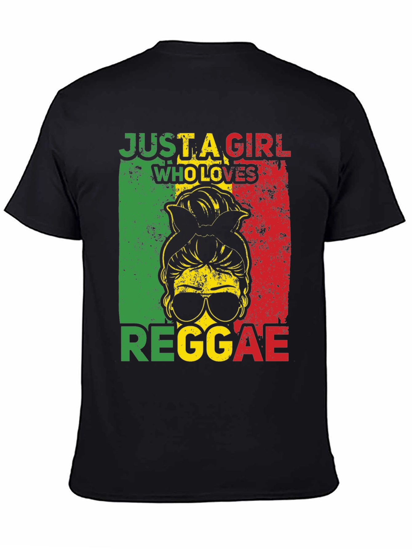 Black Reggae Girl Graphic Tee - Rastafarian Style view 4