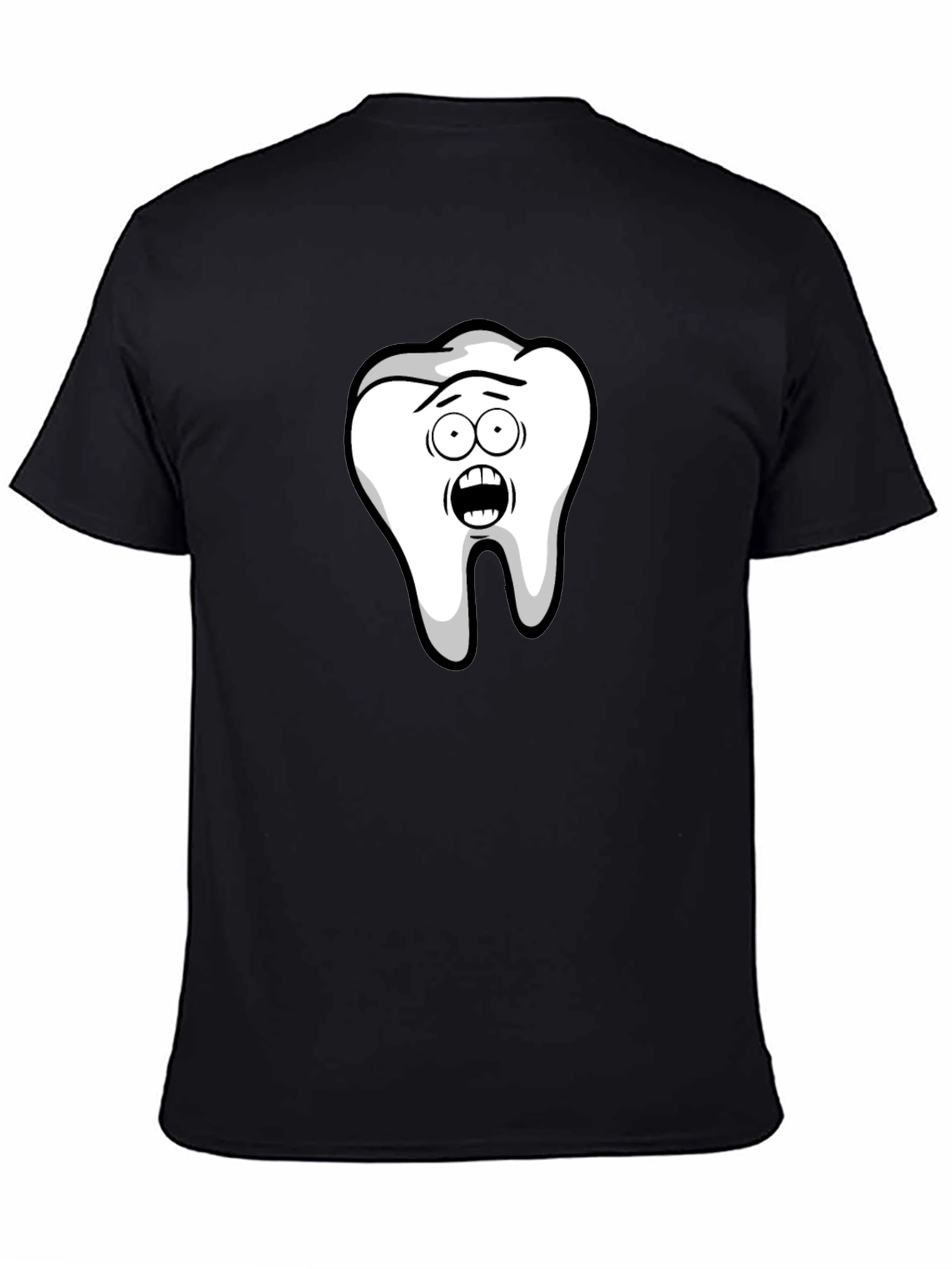 Black Funny Cartoon Tooth Black T-Shirt view 4