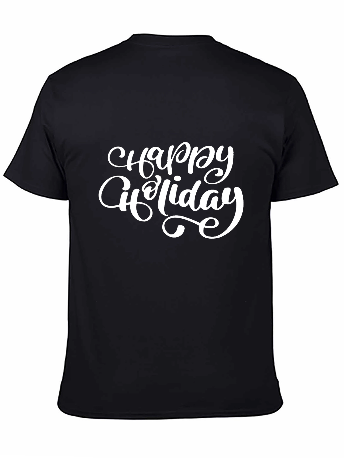 Black Happy Holiday Graphic Tee - Unisex Soft Cotton T-Shirt view 4