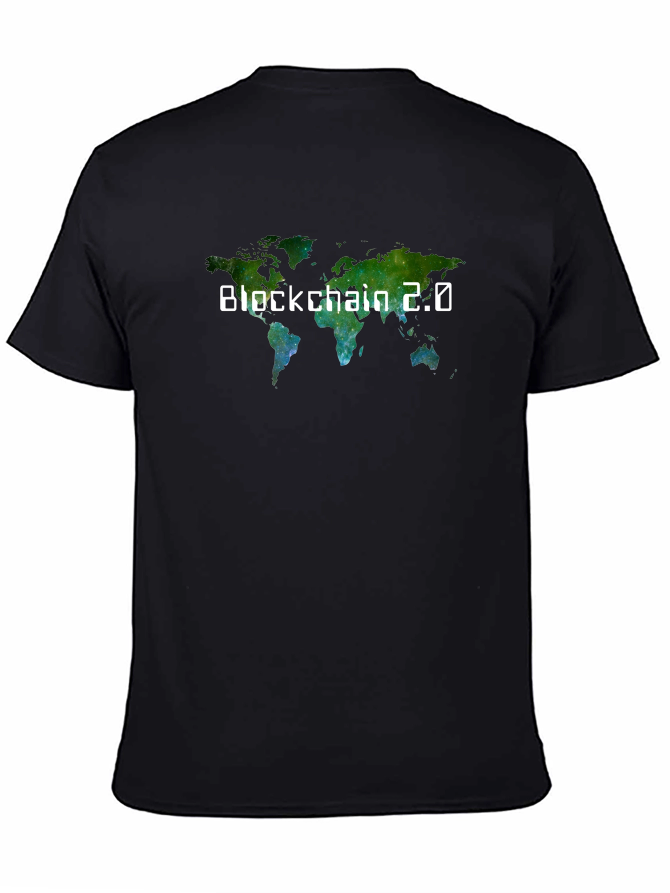 Black Blockchain 2.0 World Map T-Shirt - Black view 4