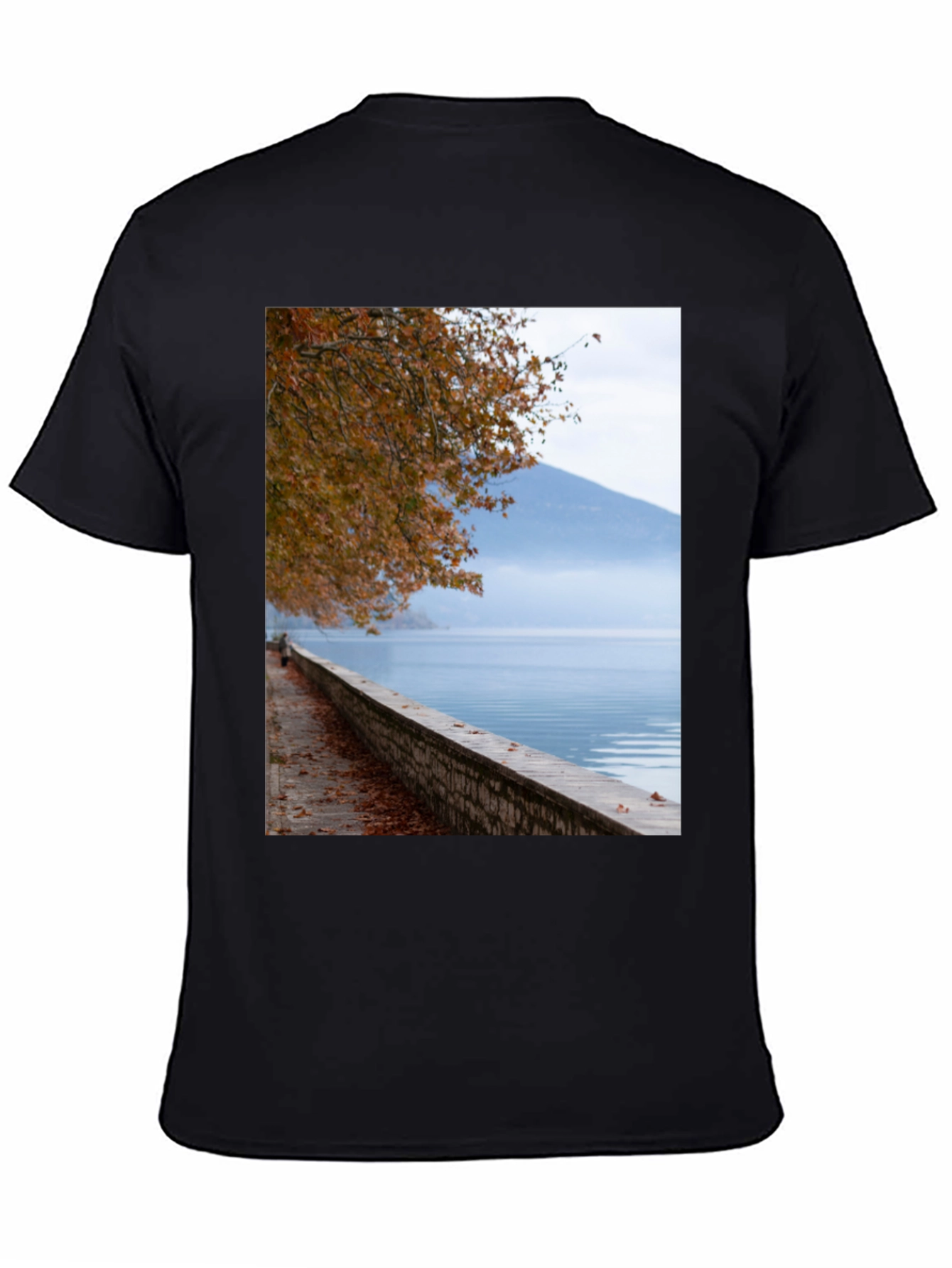 Black Scenic Lakeside View Graphic Tee view 4