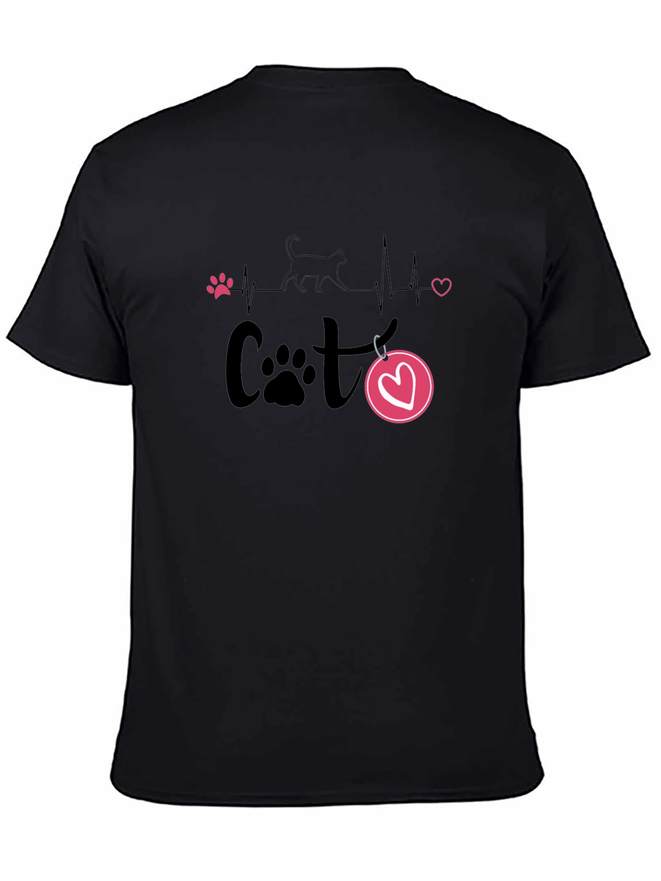 Black Cat Lover Heartbeat T-Shirt view 4