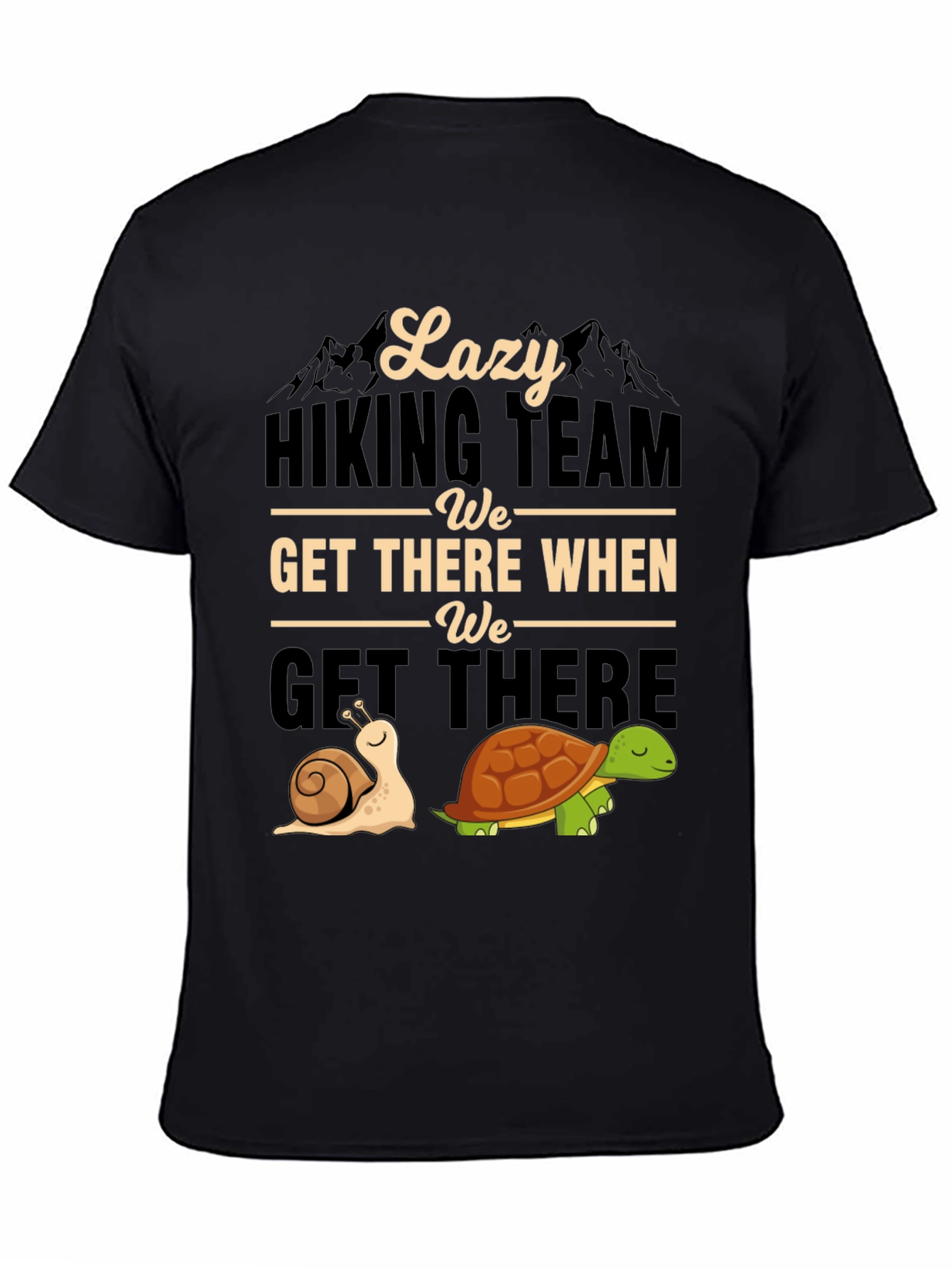 Black Lazy Hiking Team T-Shirt Funny Snail & Turtle Tee view 4