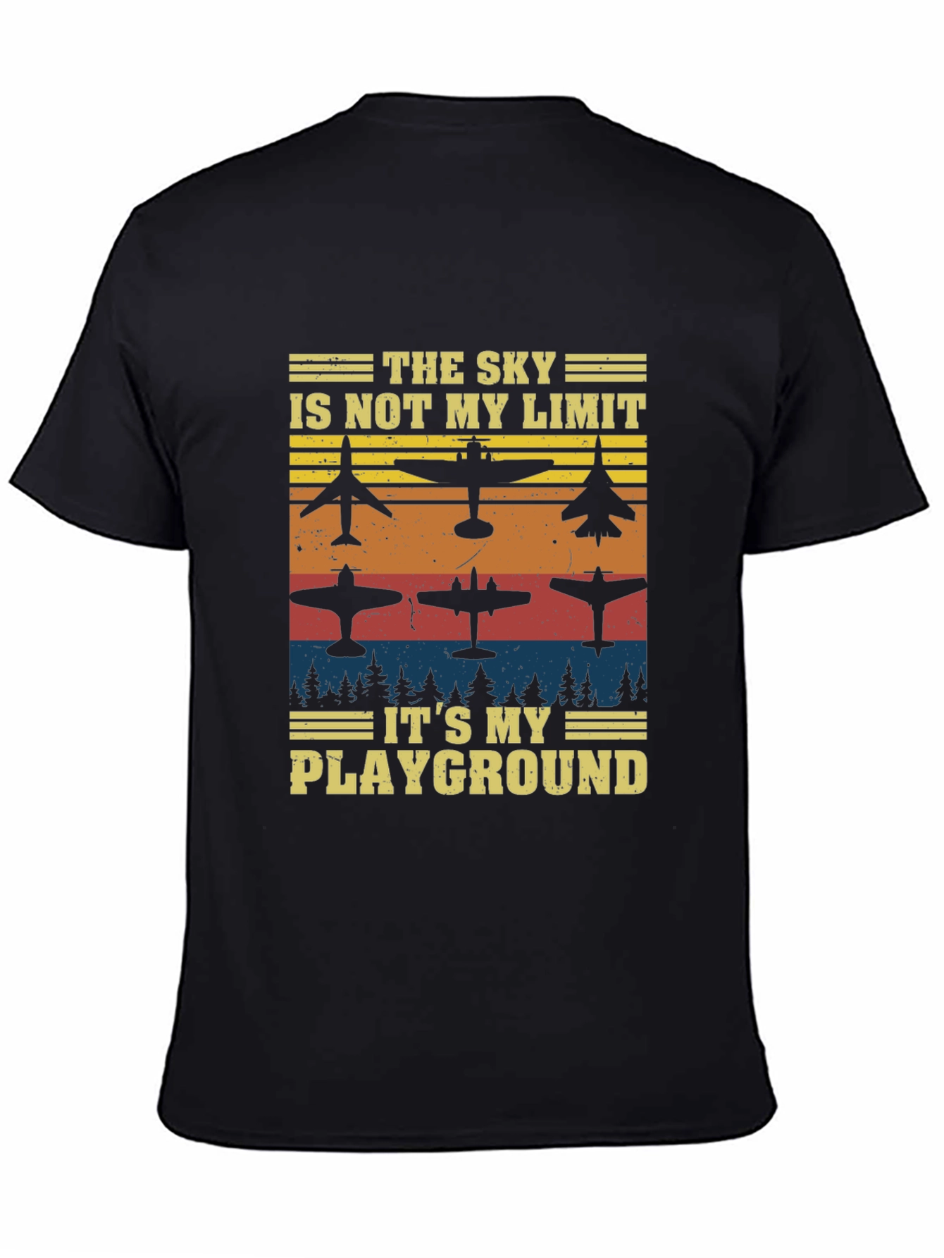 Black The Sky is My Playground Airplane T-Shirt view 4