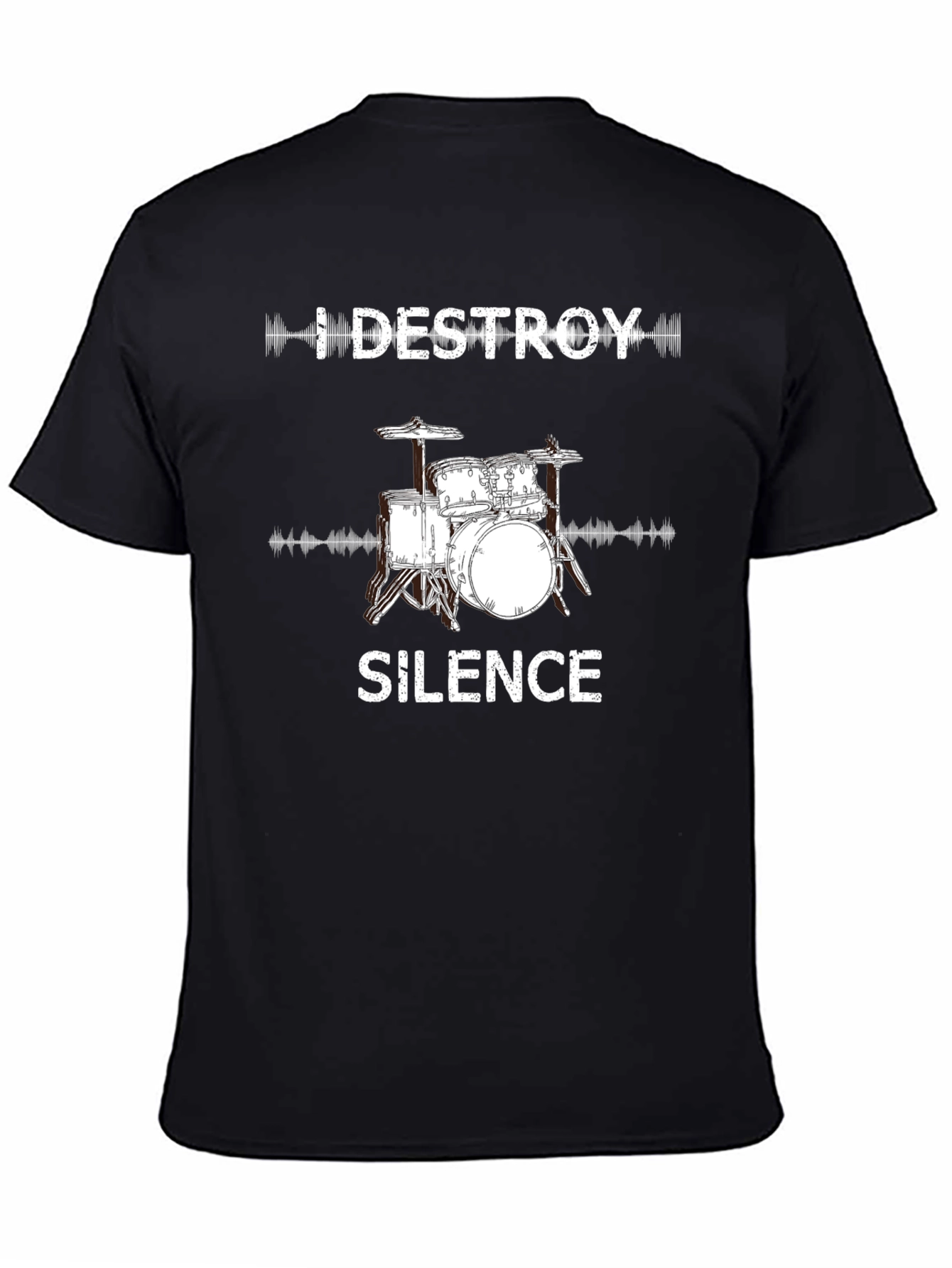 Black I DESTROY SILENCE Drummer T-Shirt - Musician Tee view 4