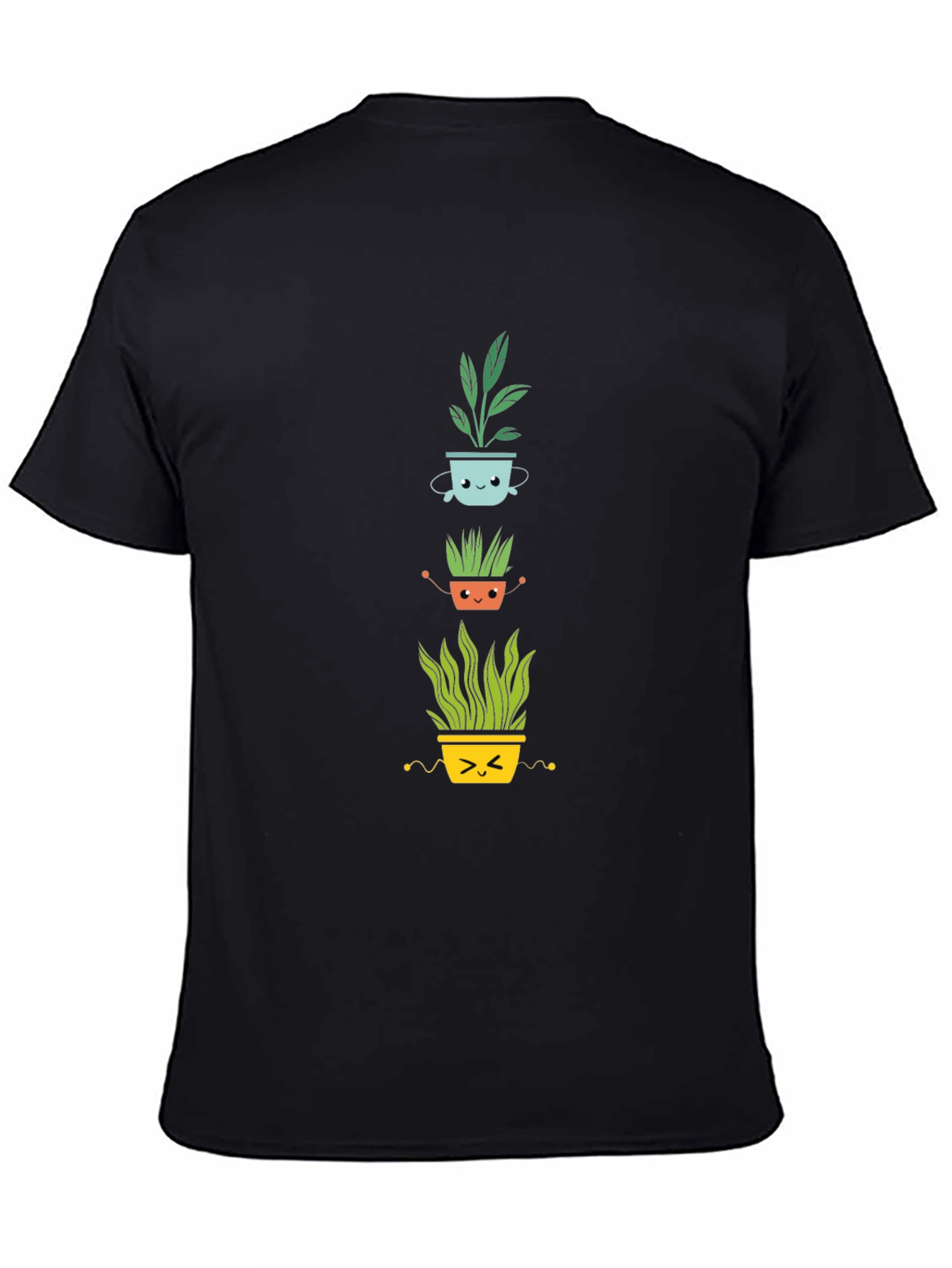 Black Cute Plant Pot T-Shirt - Black Cotton Tee view 4