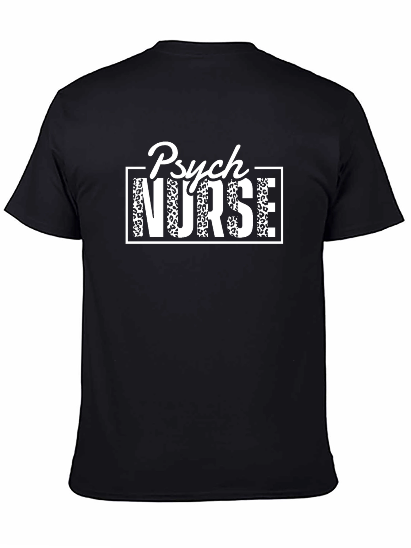 Black Psych Nurse Leopard Print Graphic T-Shirt view 4