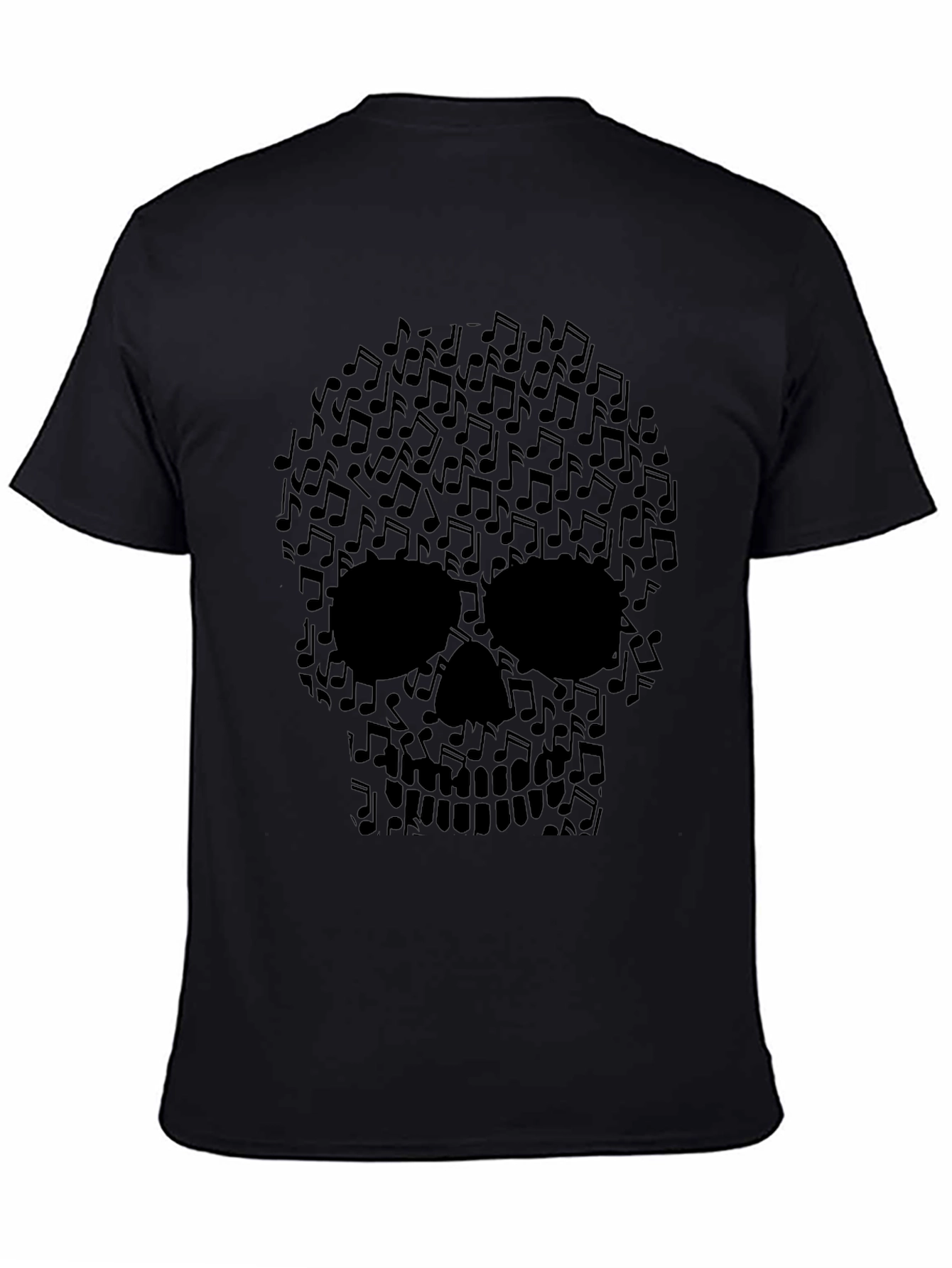 Black Musical Skull Graphic Tee - Rocker Style Shirt view 4