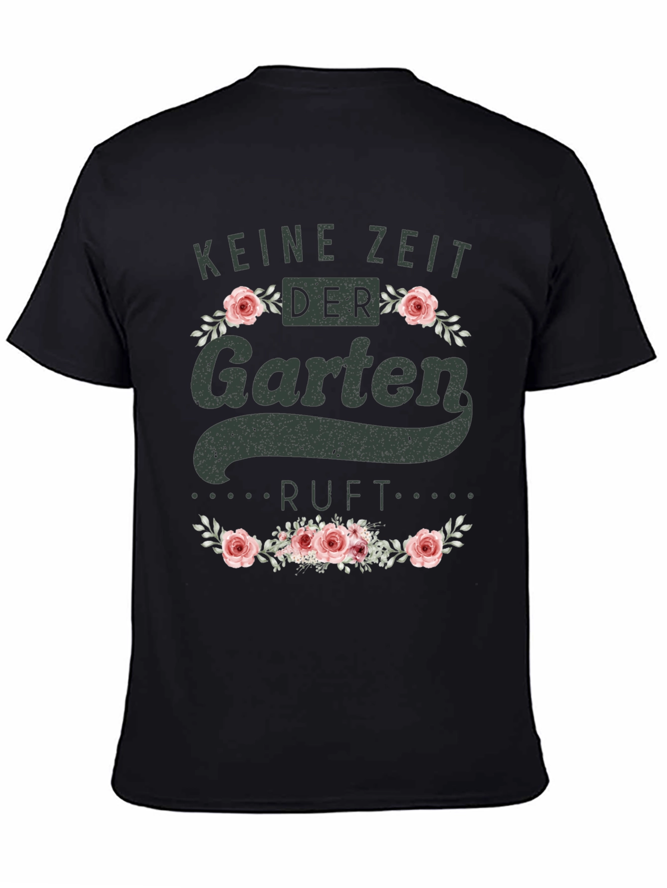 Black Gardening T-Shirt - Keine Zeit Der Garten Ruft view 4