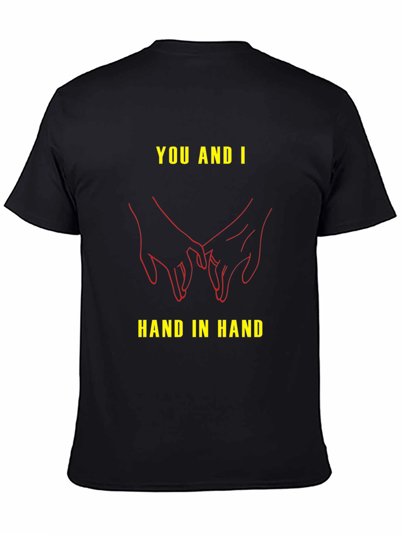 Black You and I Hand in Hand Graphic Tee - Black Unisex Shirt view 4