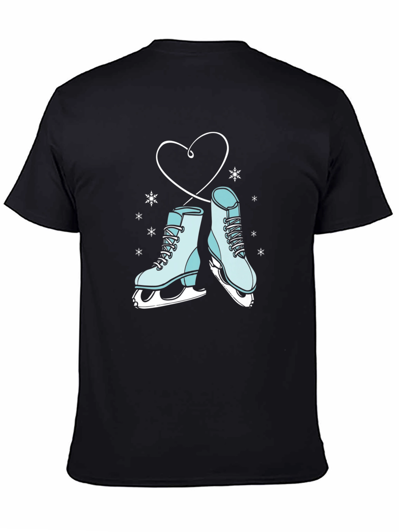 Black Ice Skate Heart Graphic Tee - Winter Fashion view 4