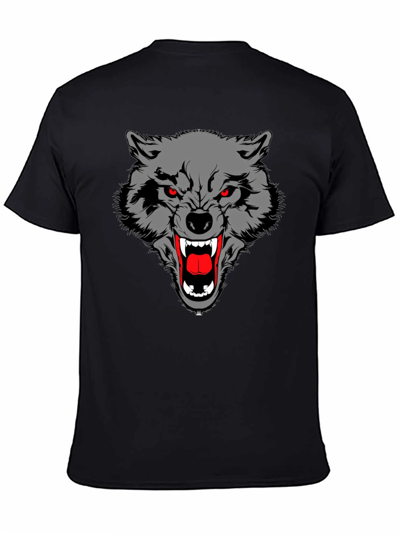 Black Black T-Shirt with Wolf Graphic view 4