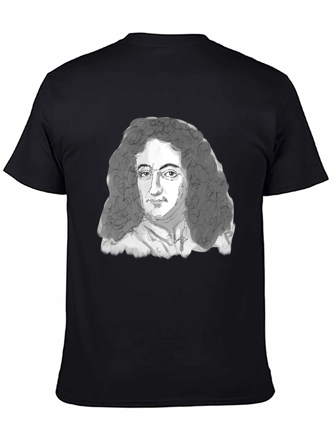 Black Leibniz Portrait T-Shirt - Black Graphic Tee view 4