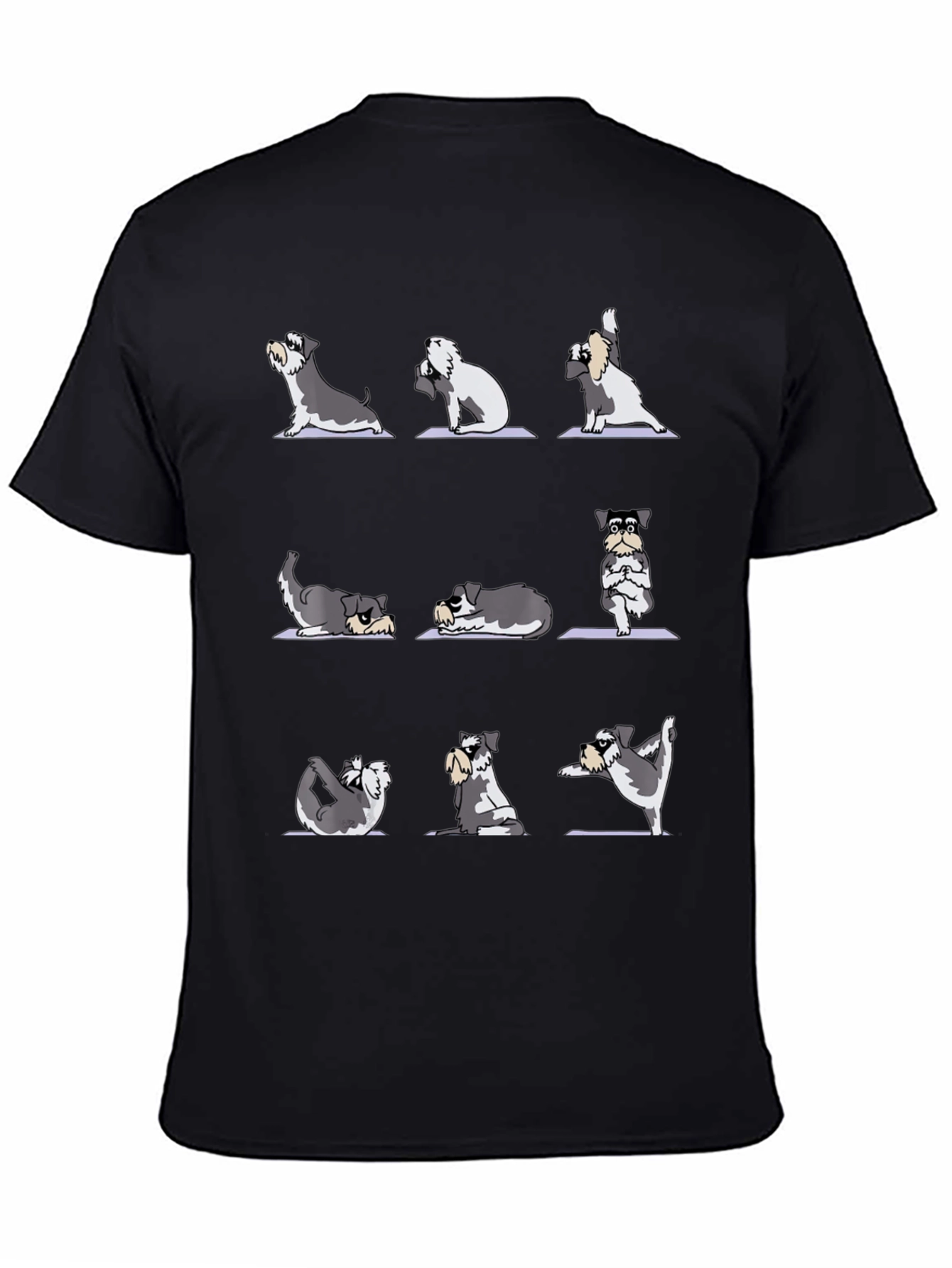 Black Yoga Dog T-Shirt - Zen Schnauzer Poses view 4