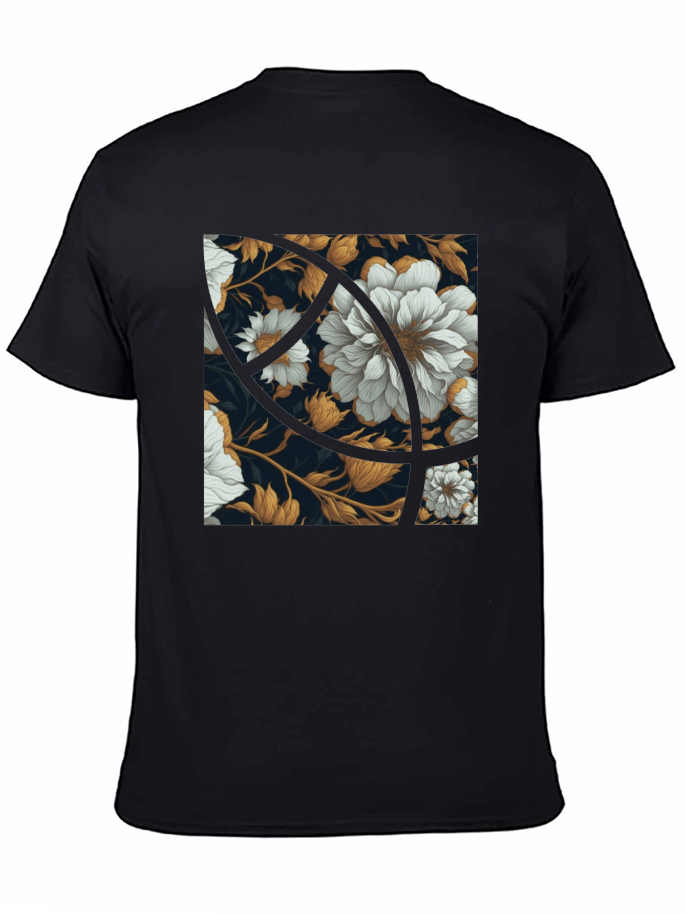 Black Floral Graphic Print Black Crew Neck Tee view 4