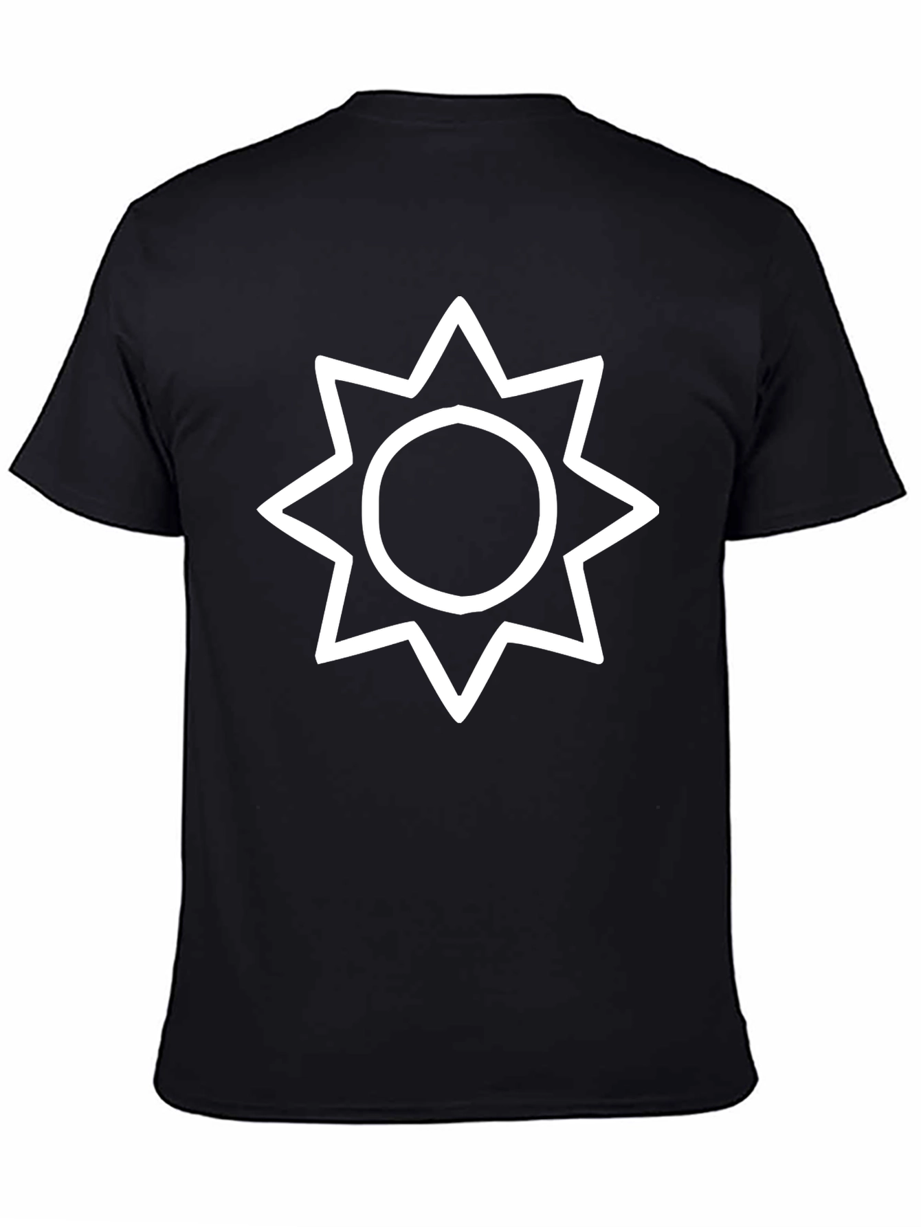 Black Geometric Star Graphic Tee - Black Cotton Blend view 4