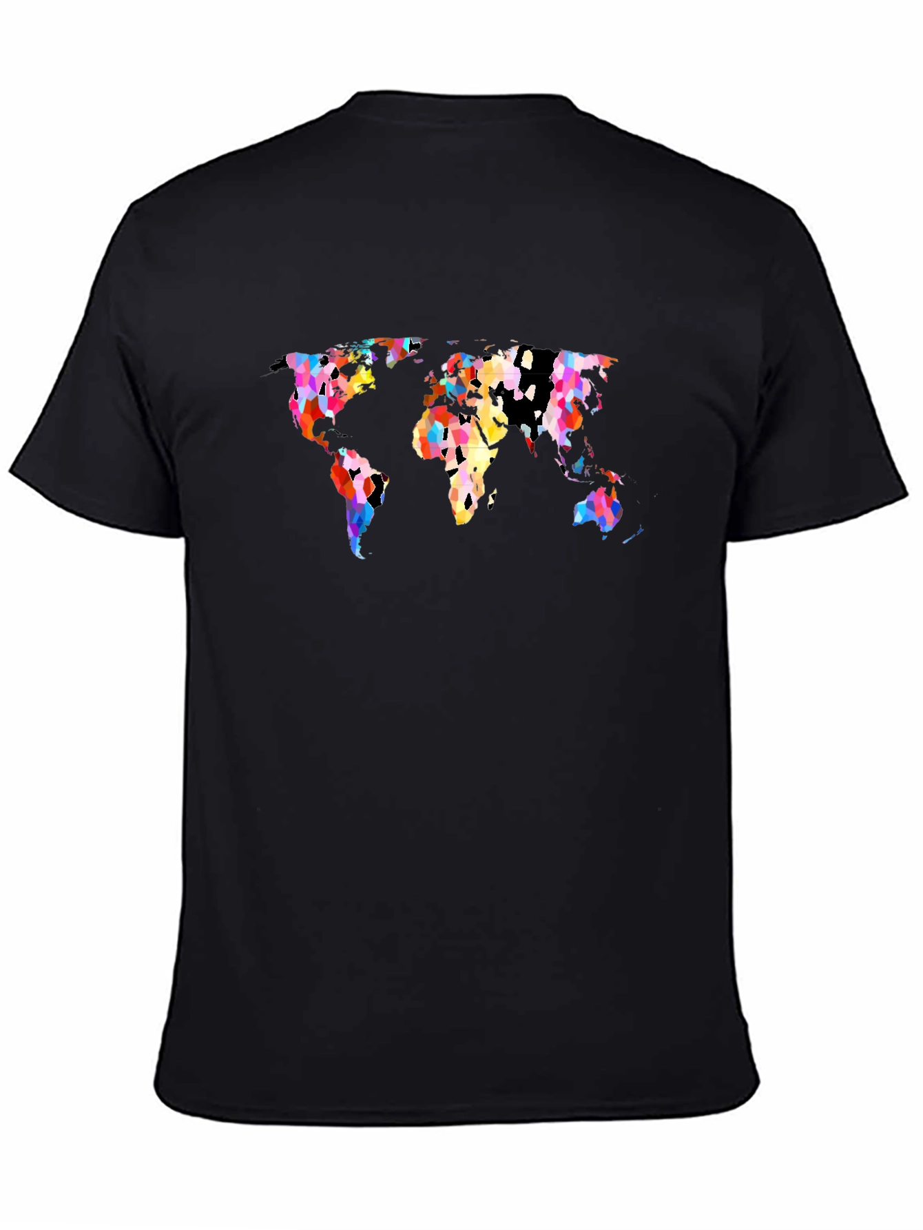 Black Colorful World Map Graphic T-Shirt - Black view 4