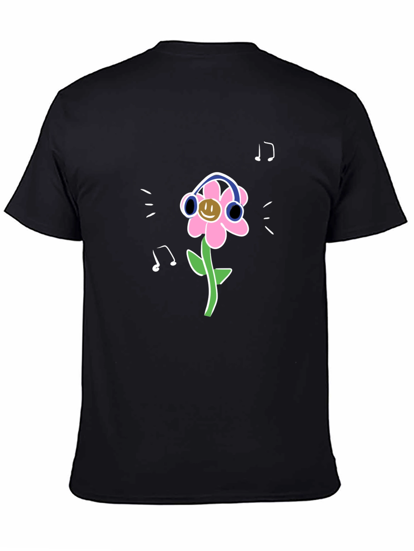 Black Fun Flower Graphic Tee - Black Casual Shirt view 4