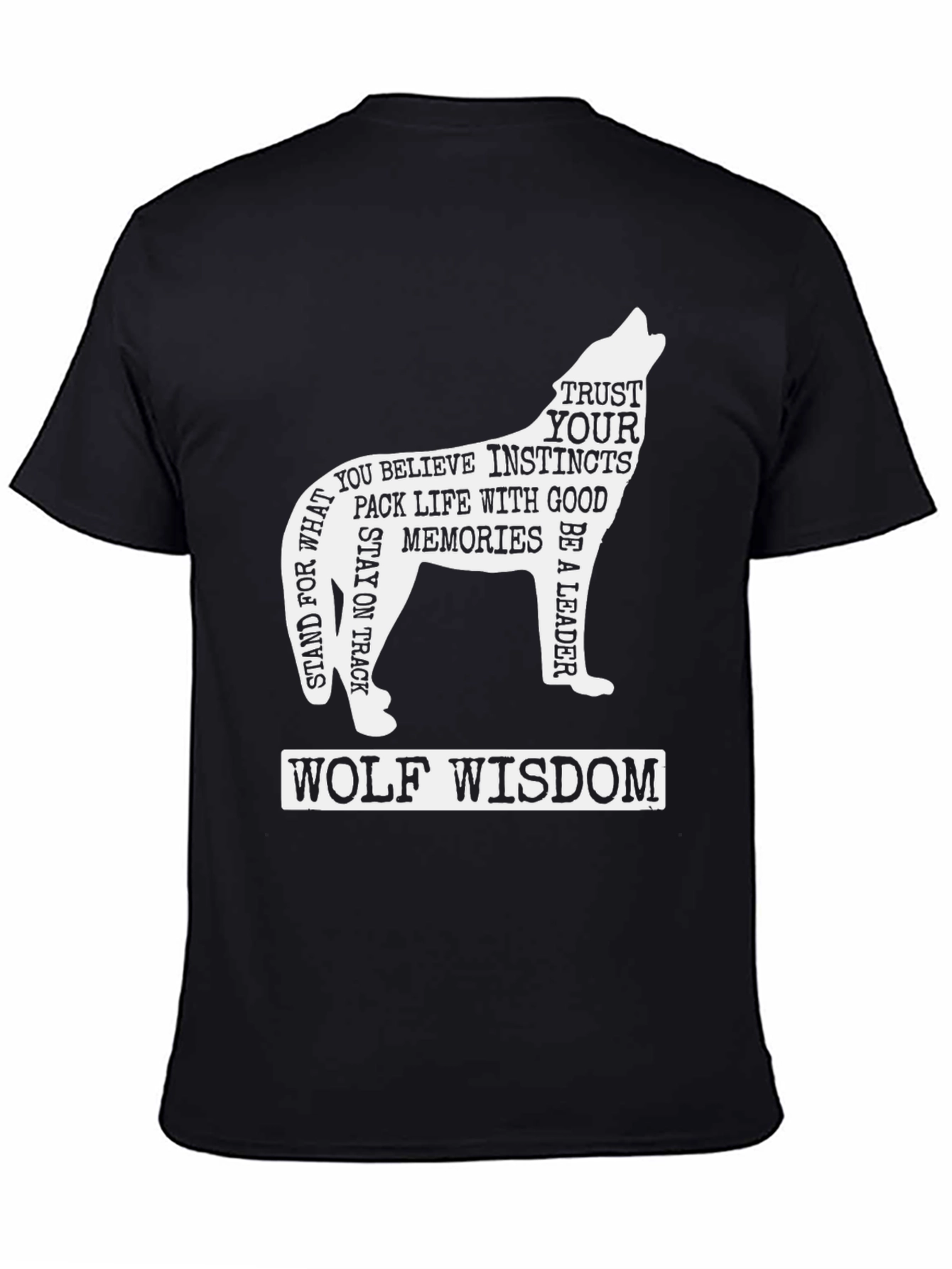Black Wolf Wisdom T-Shirt - Inspirational Graphic Tee view 4