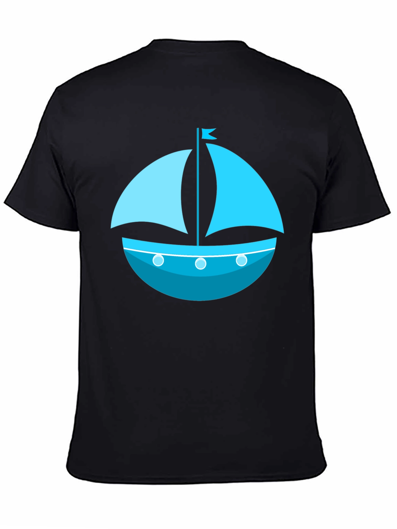 Black Nautical Sailboat Graphic Tee - Black Cotton Shirt view 4