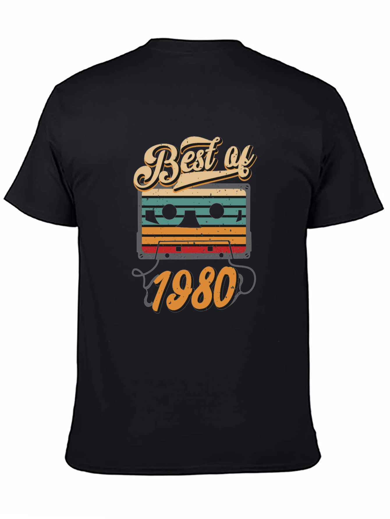 Black Best of 1980 Retro Cassette T-Shirt view 4