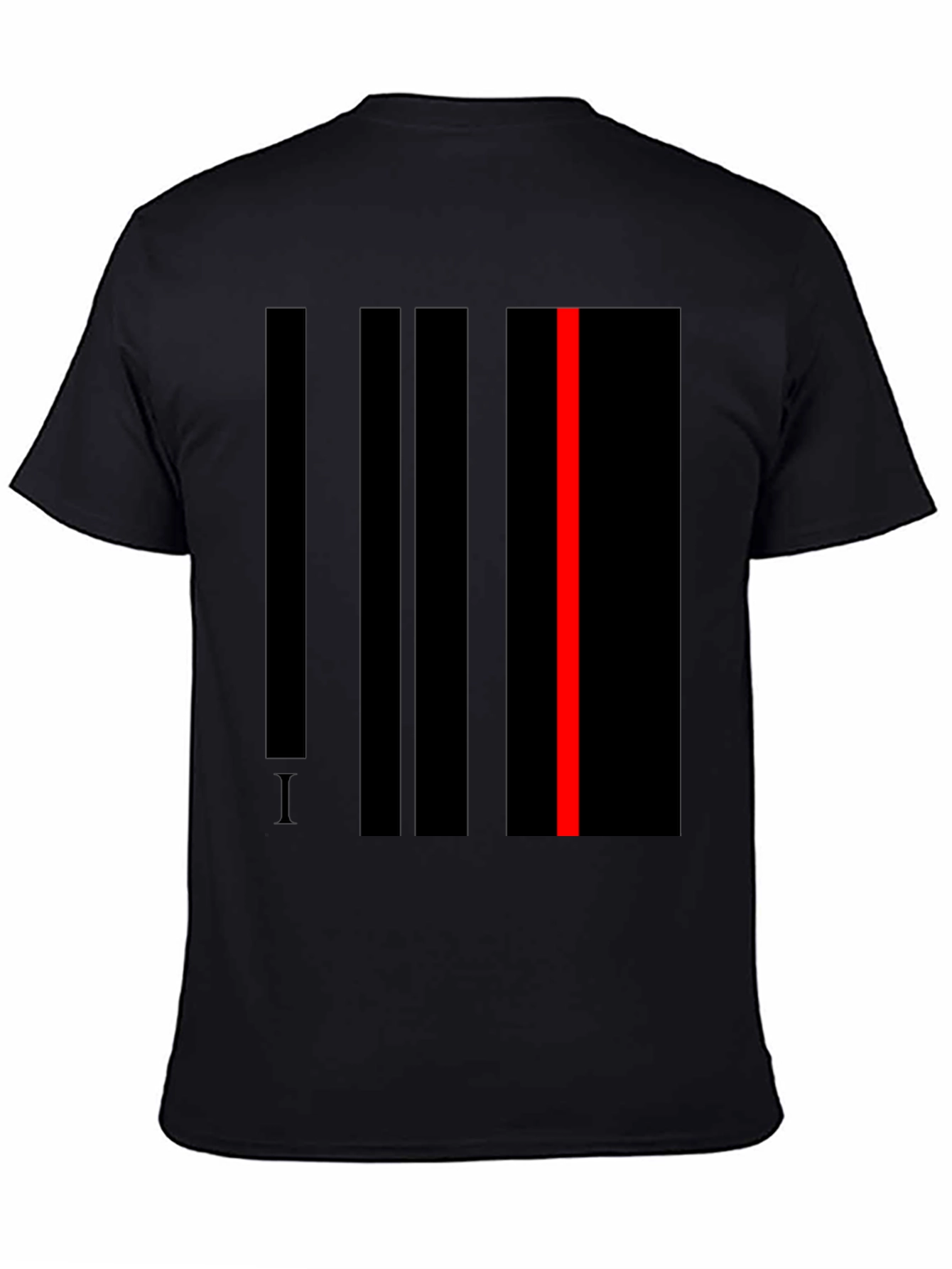 Black Striking Abstract Line Art T-Shirt - Black view 4