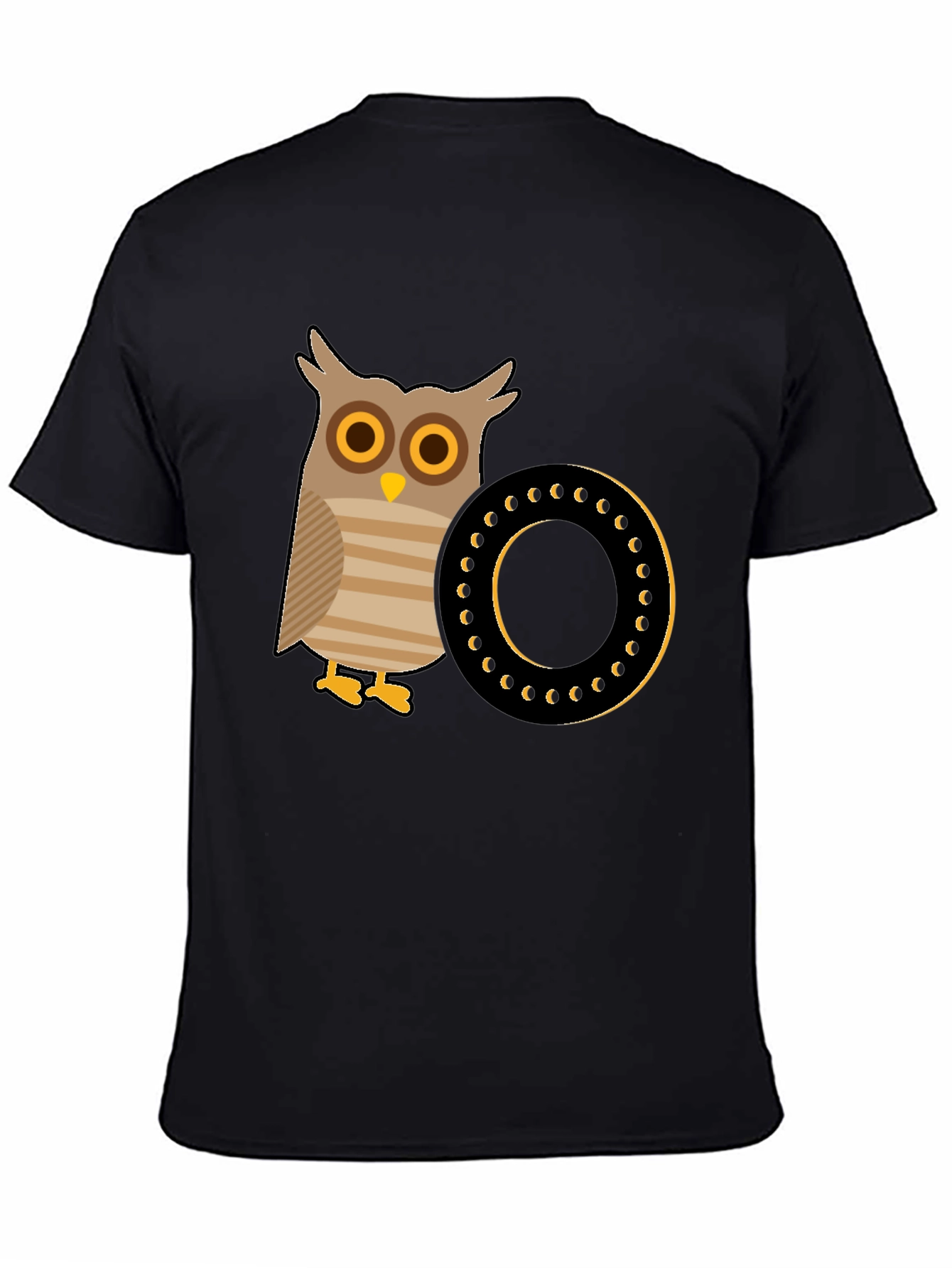 Black Owl and Letter 'O' T-Shirt view 4