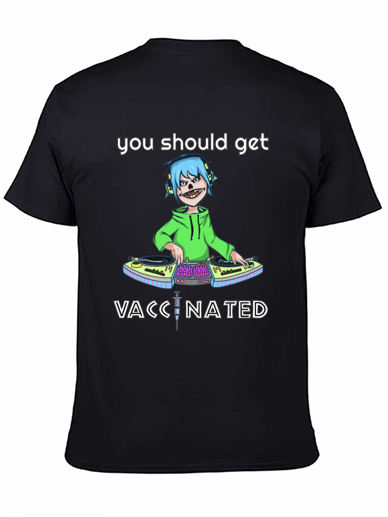 Black Vaccinated DJ Graphic Tee - Stylish & Comfy view 4