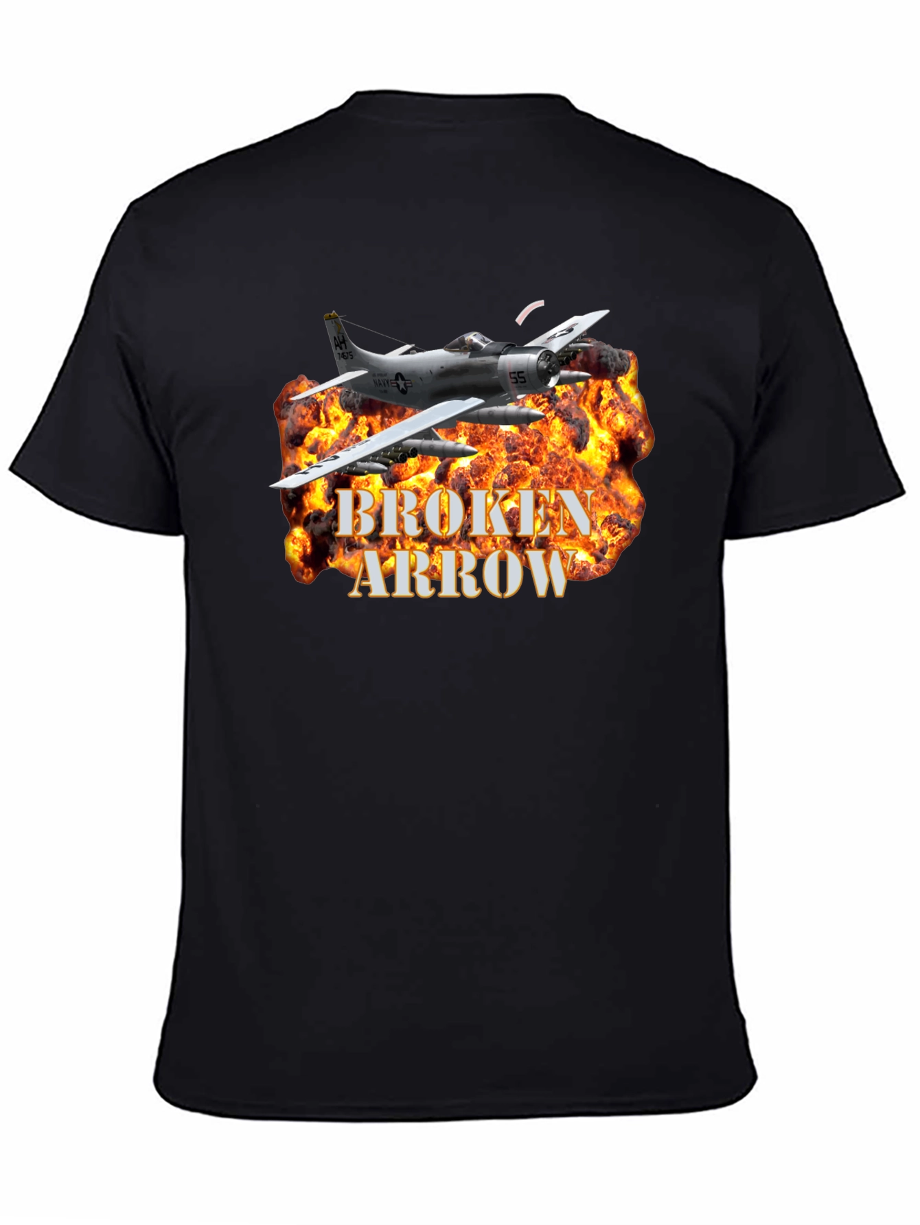 Black Broken Arrow Fire Plane T-Shirt view 4