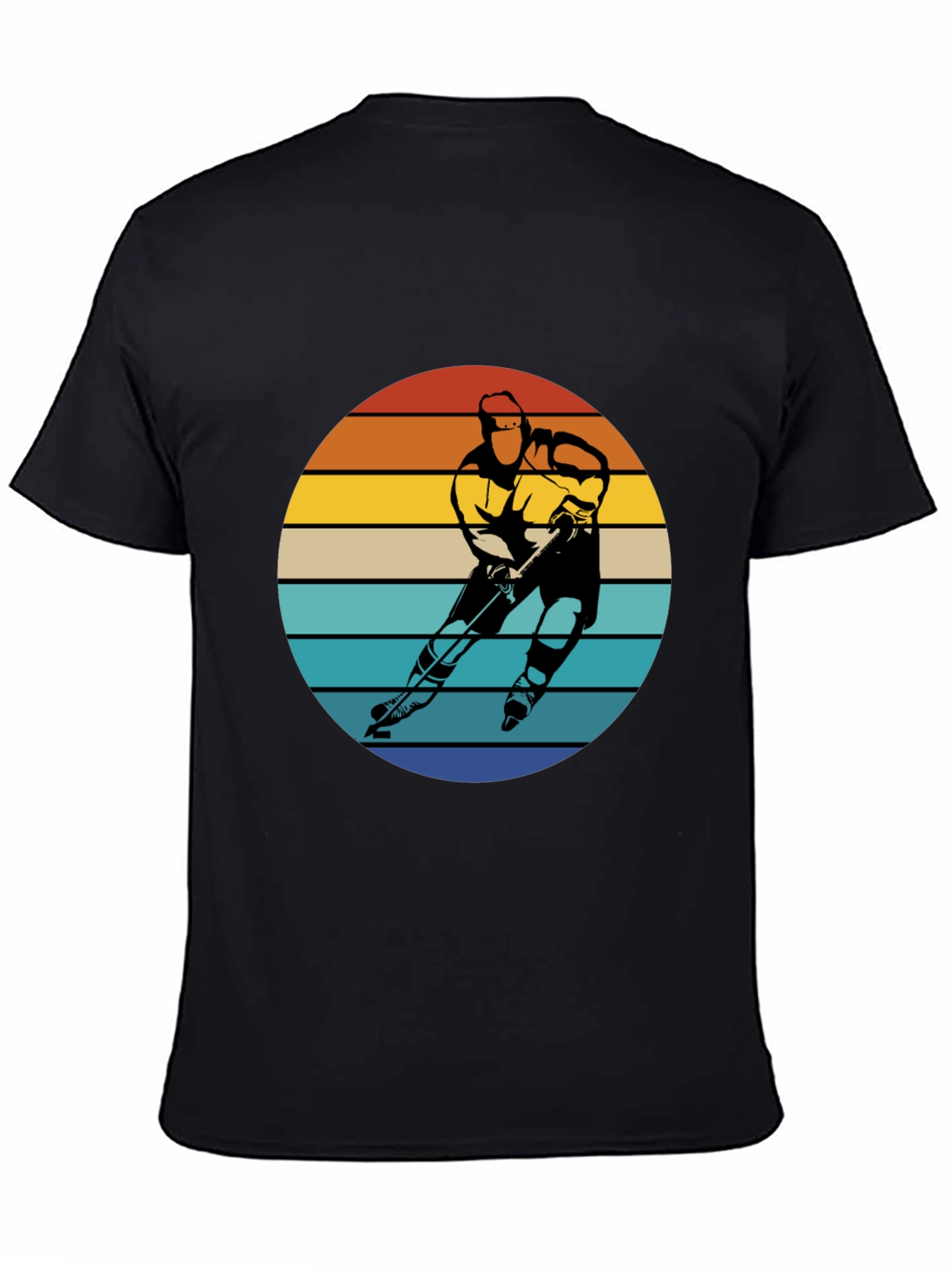 Black Retro Hockey Player T-Shirt - Vintage Style Graphic Tee view 4