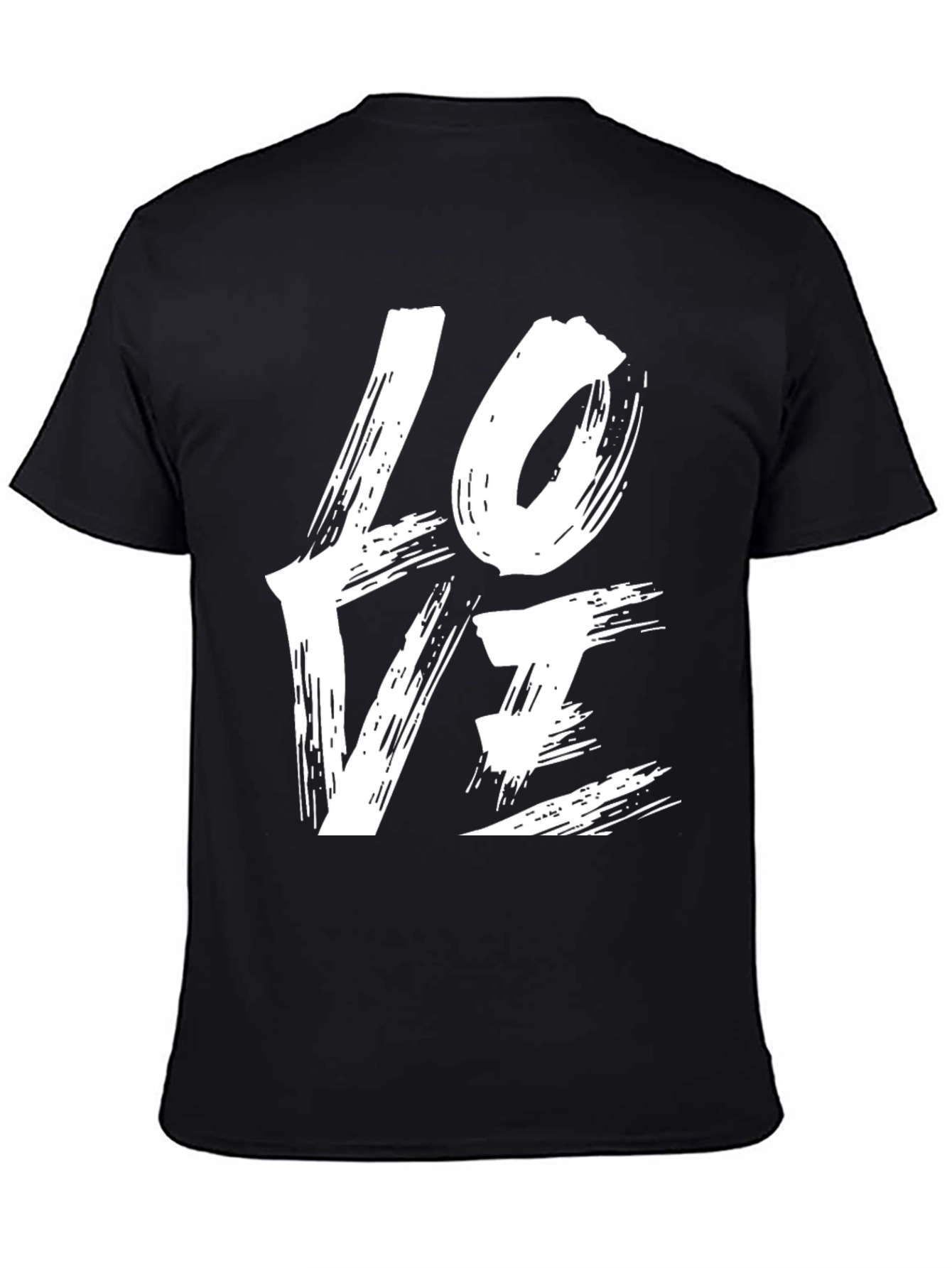 Black Love Brushstroke Graphic Tee - Black Casual Shirt view 4