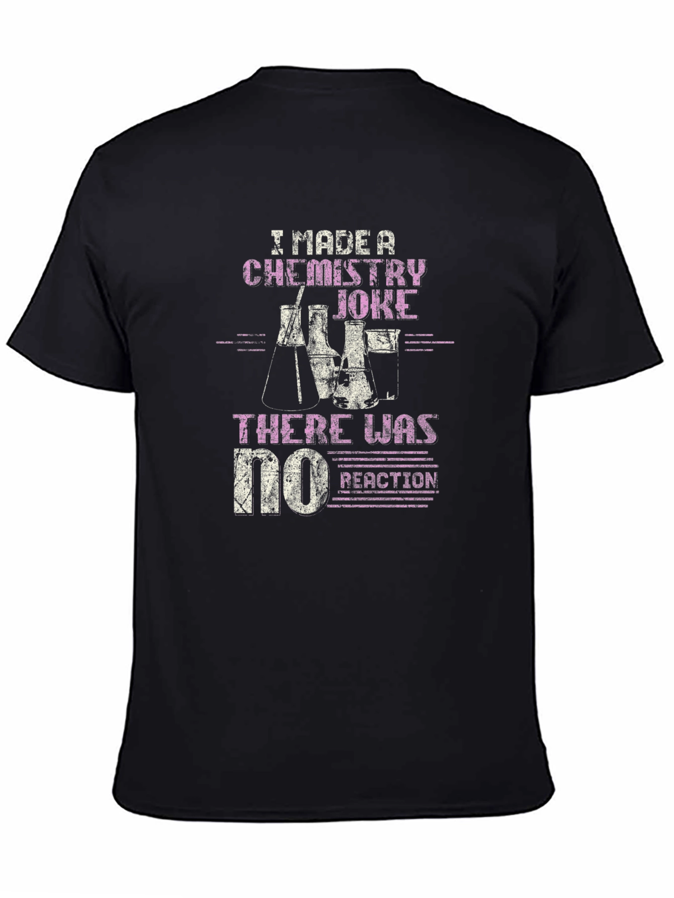 Black Chemistry Joke T-Shirt - No Reaction Funny Science Tee view 4