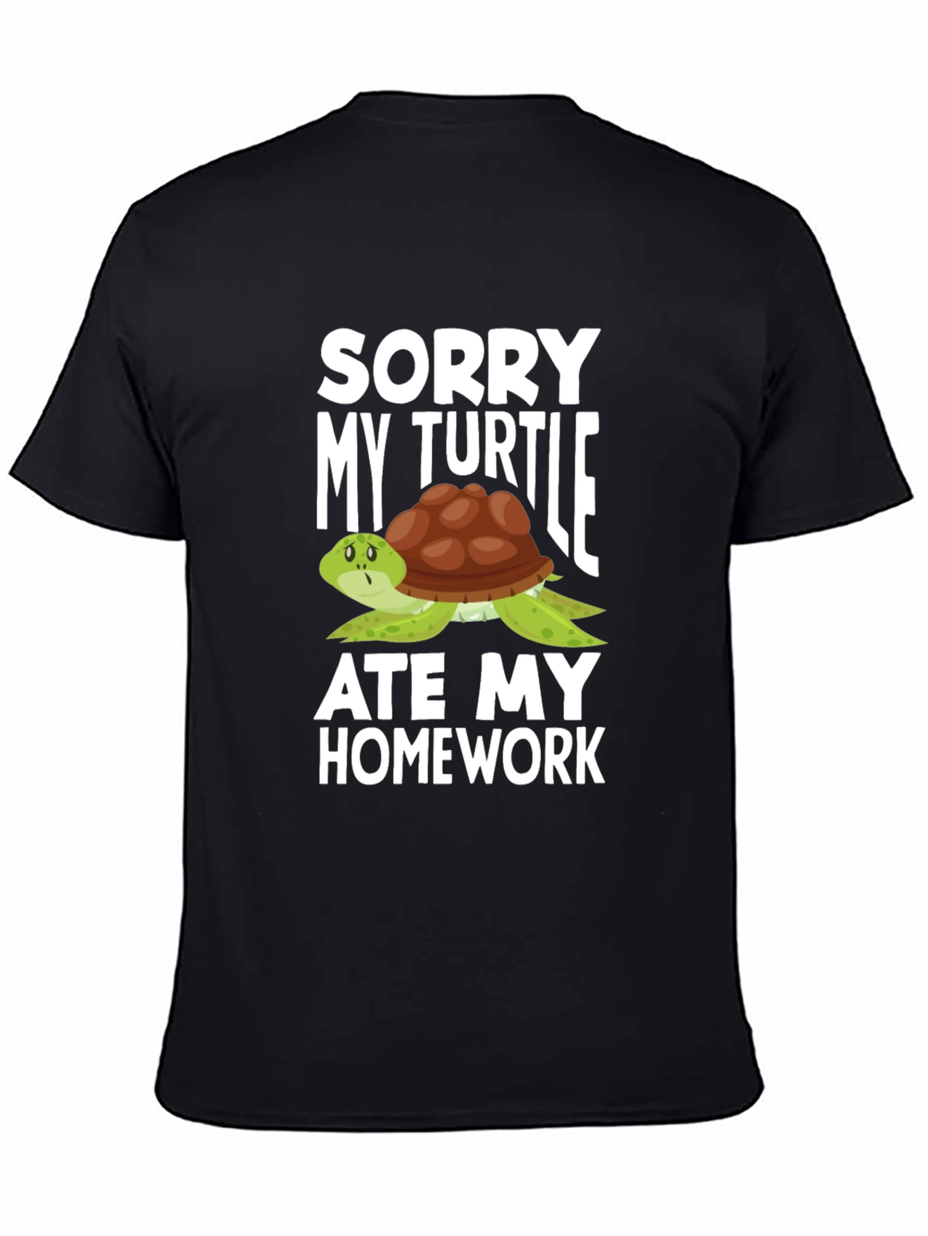 Black Sorry My Turtle Ate My Homework T-Shirt view 4