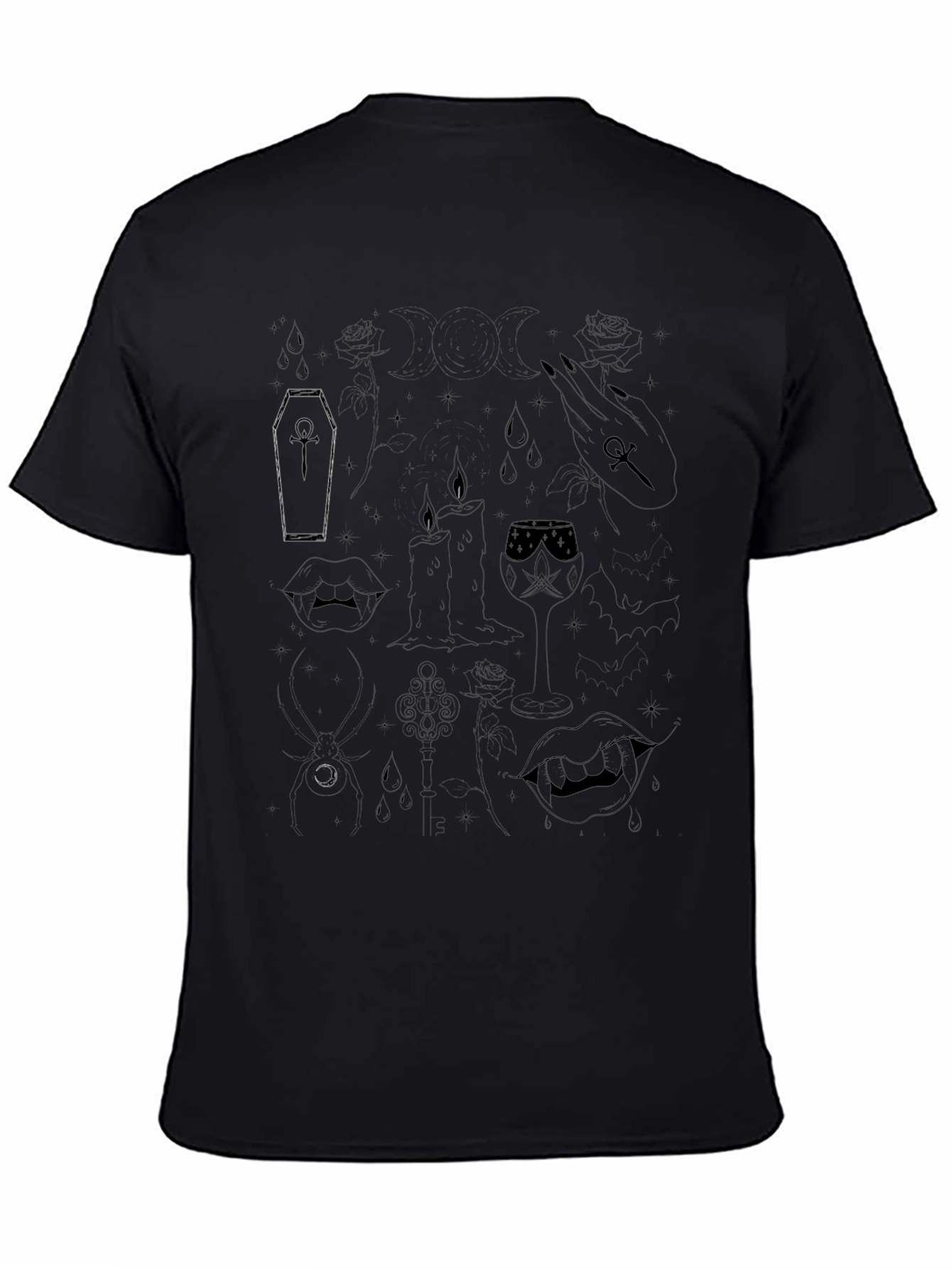 Black Vampire Aesthetic Graphic Tee - Black view 4