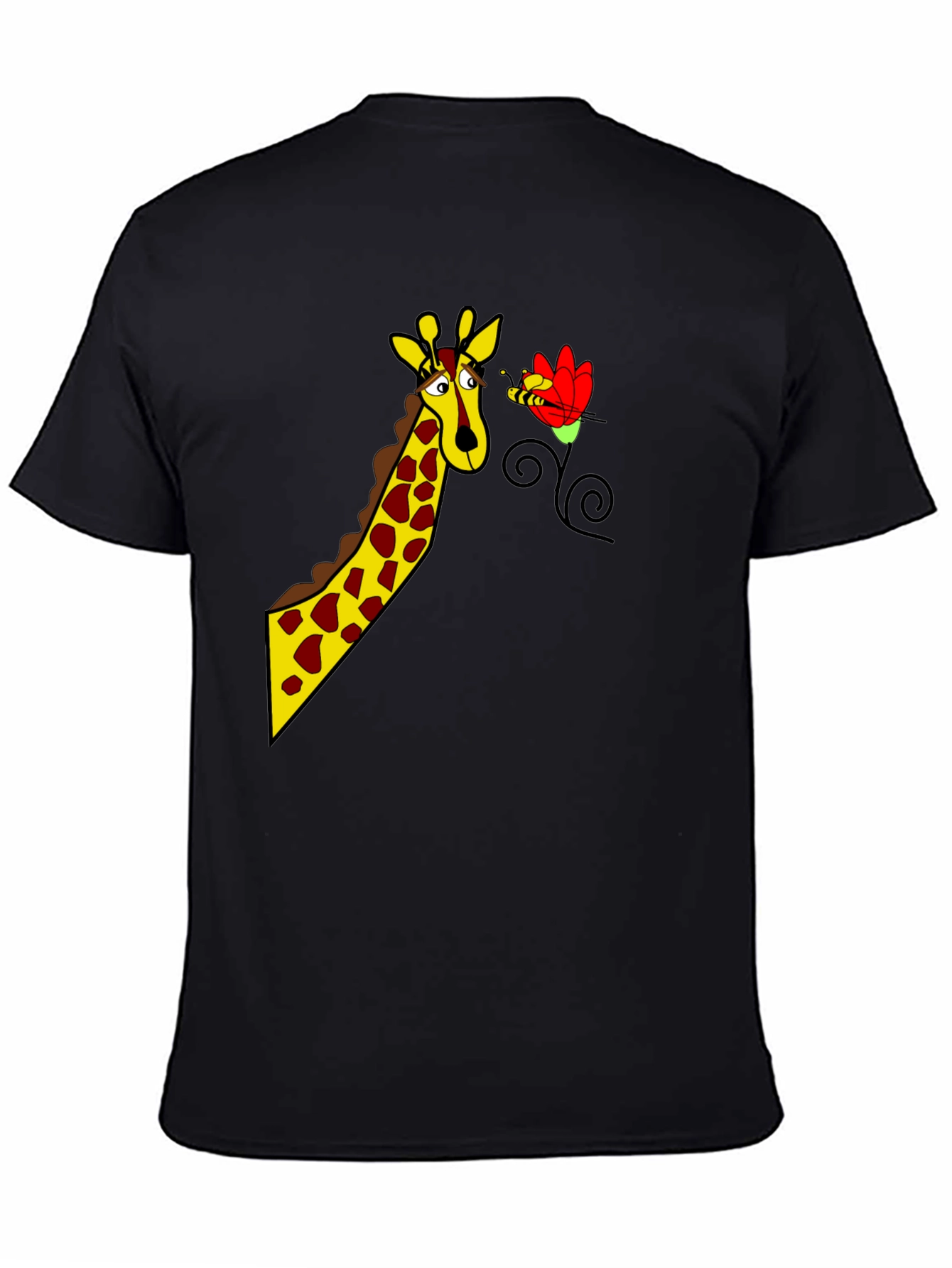 Black Giraffe & Bee Graphic Tee - Black view 4