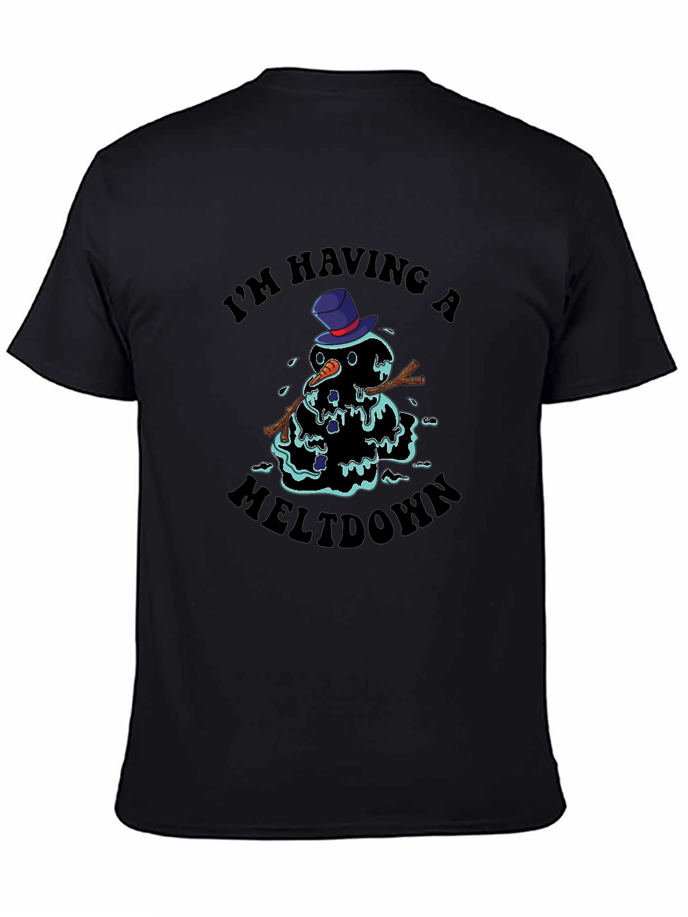 Black Meltdown Snowman Graphic Tee - I'm Having A Meltdown T-Shirt view 4