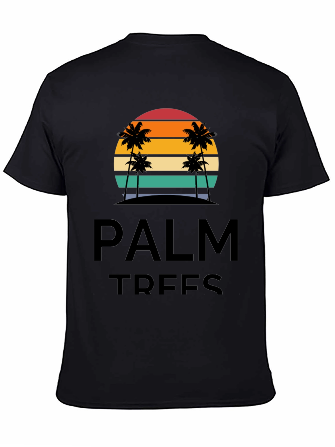Black Palm Trees Graphic T-Shirt - Retro Sunset Design view 4