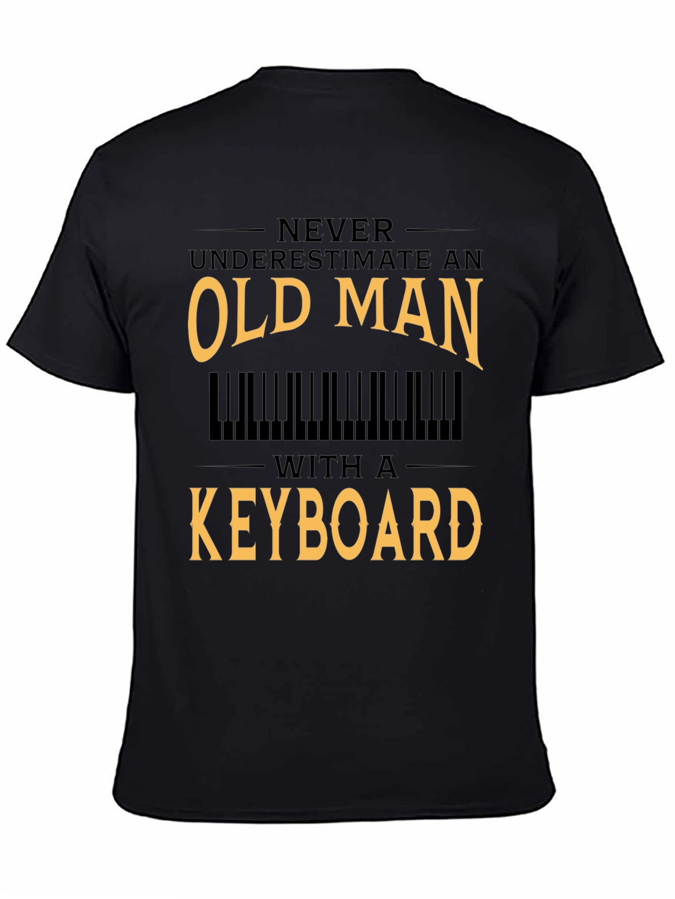 Black Old Man Keyboard T-Shirt - Musician Gift view 4